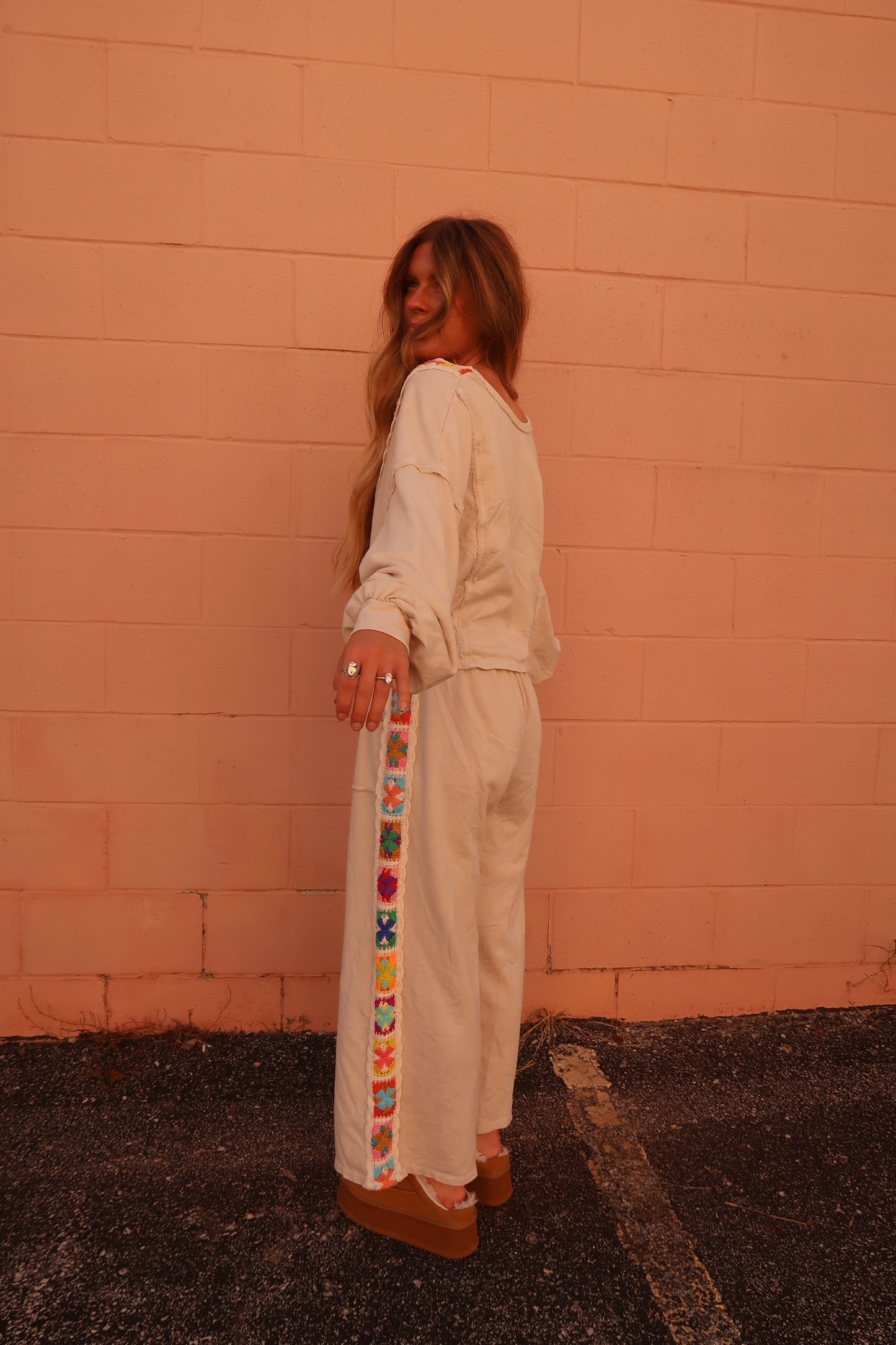 Happy Stitch Wide Leg Pants