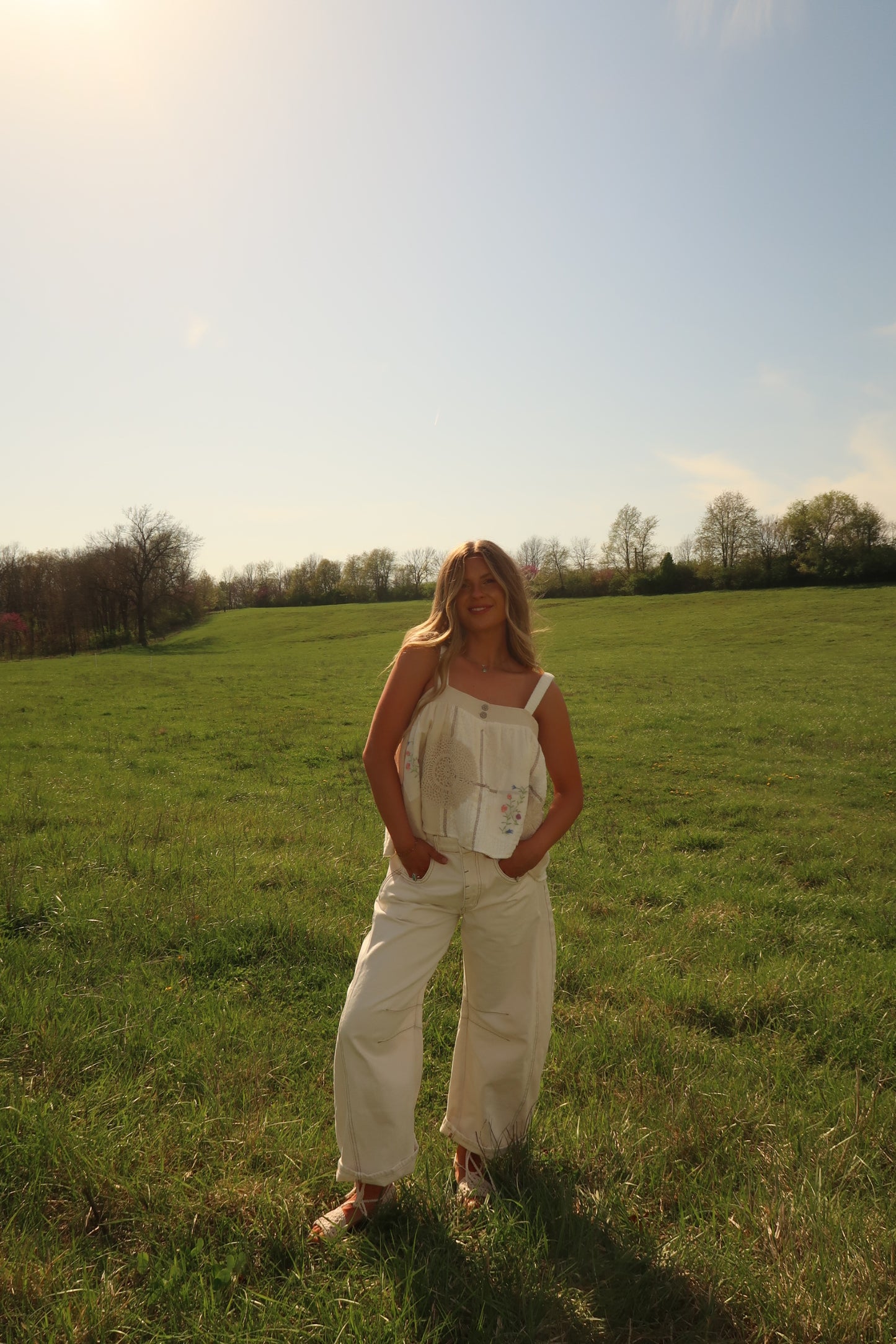Ivory Petal Patchwork Tank
