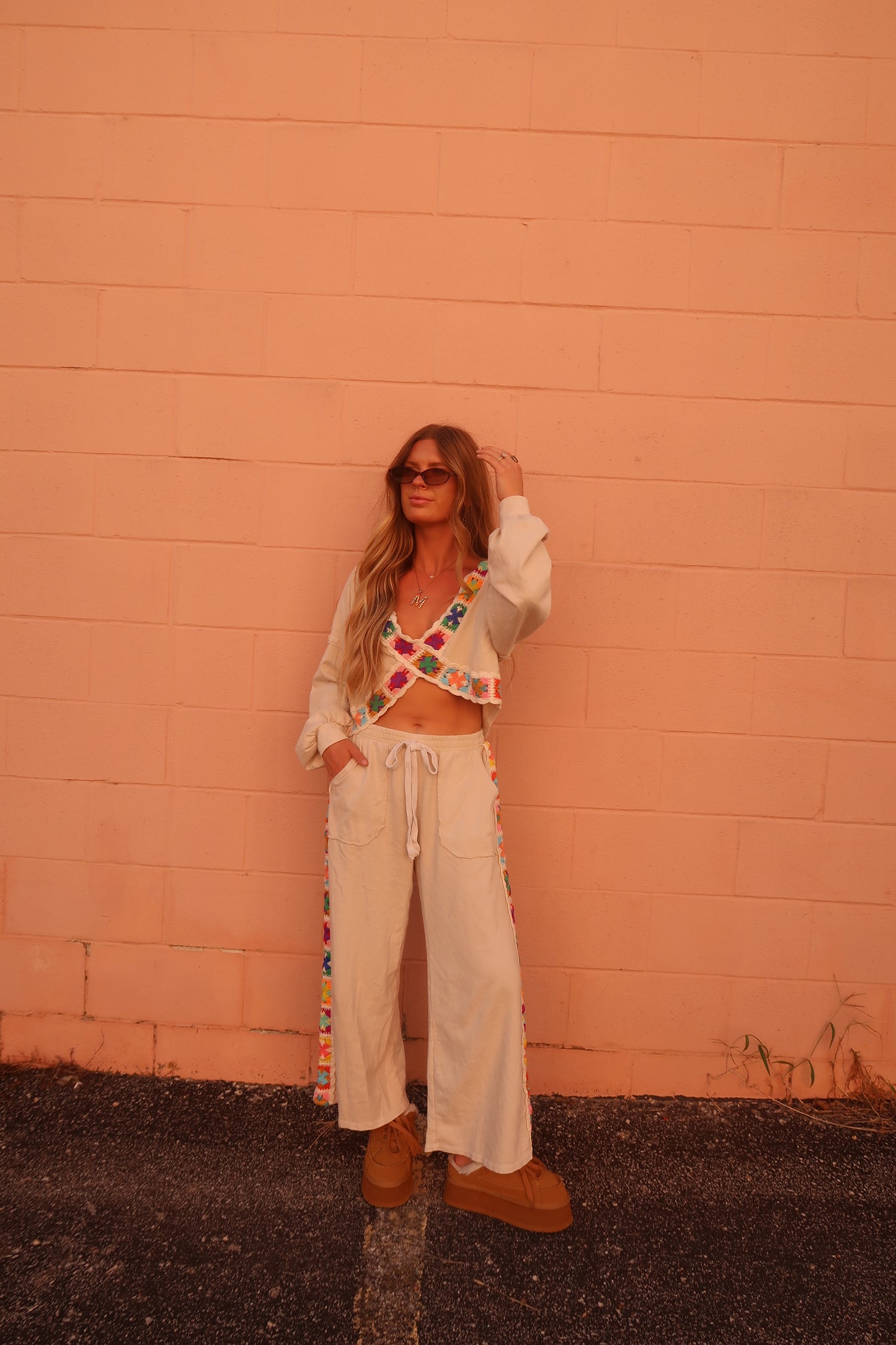 Happy Stitch Wide Leg Pants