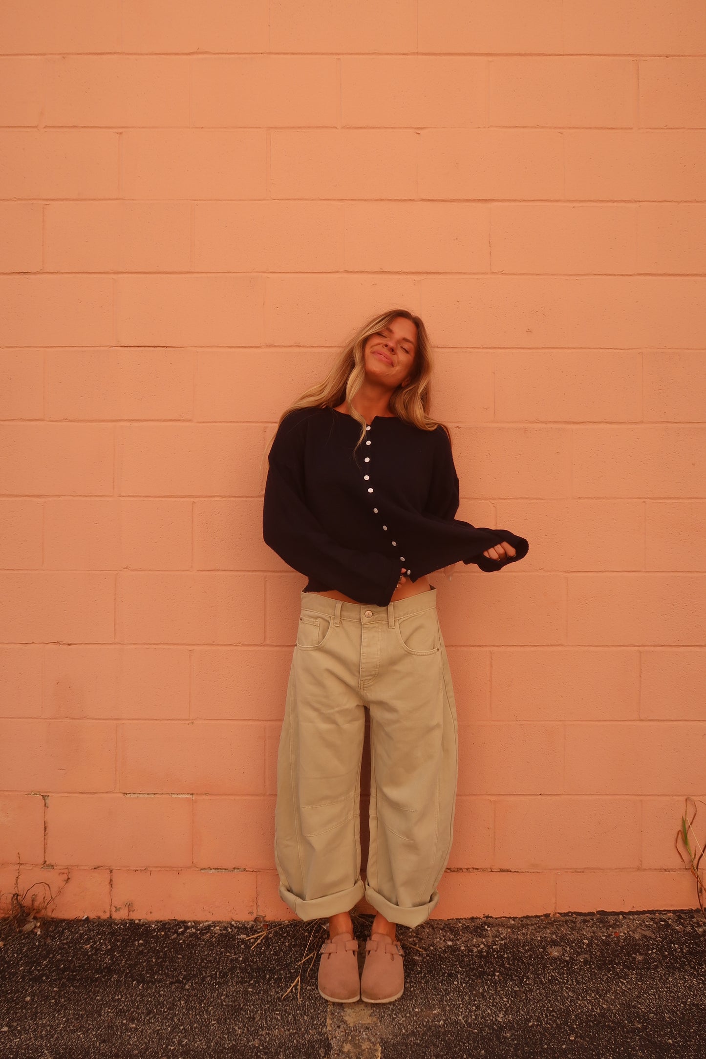 Sage barrel leg jeans