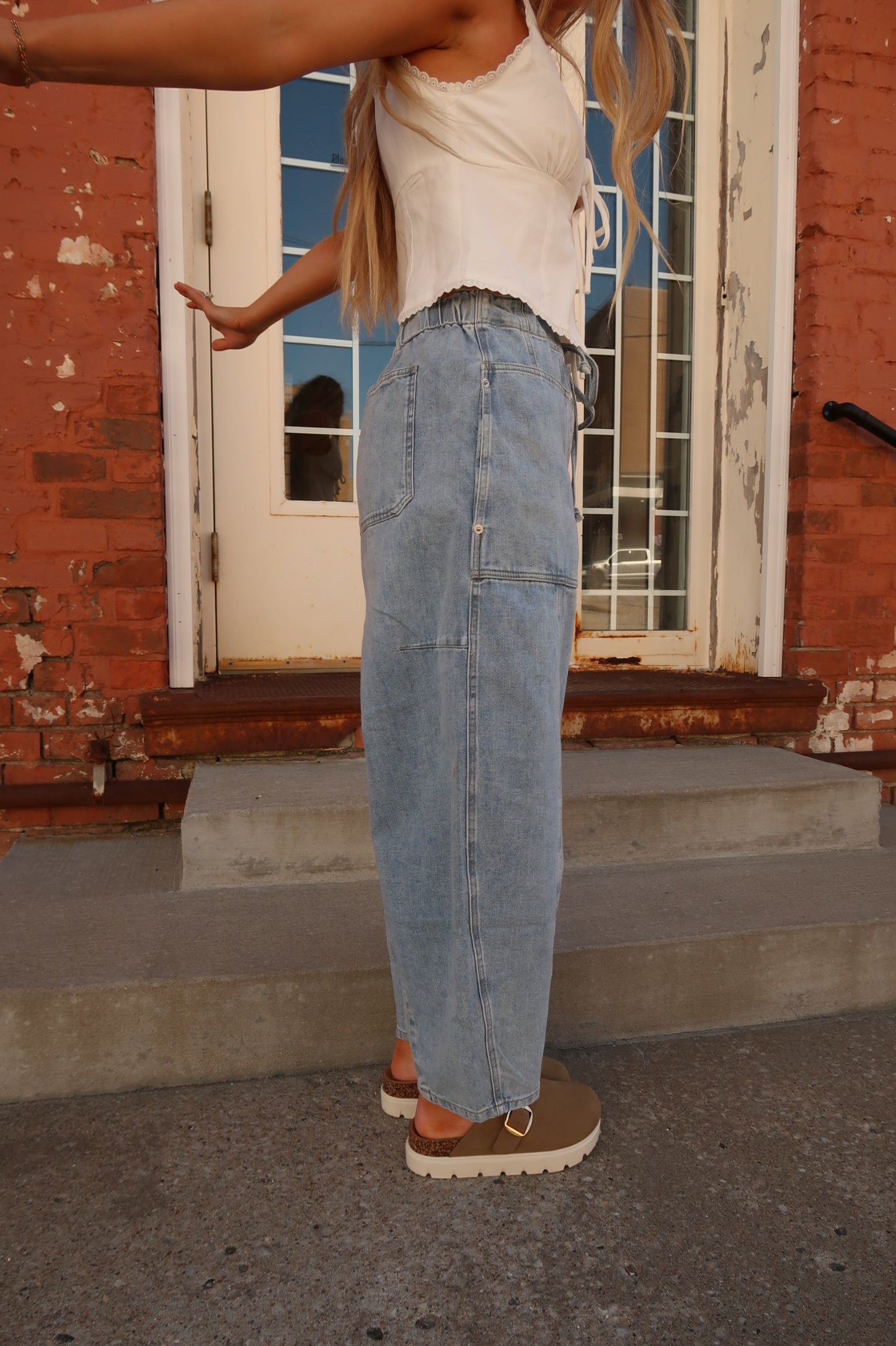 Dahlia Patch Pocket Barrel Jean
