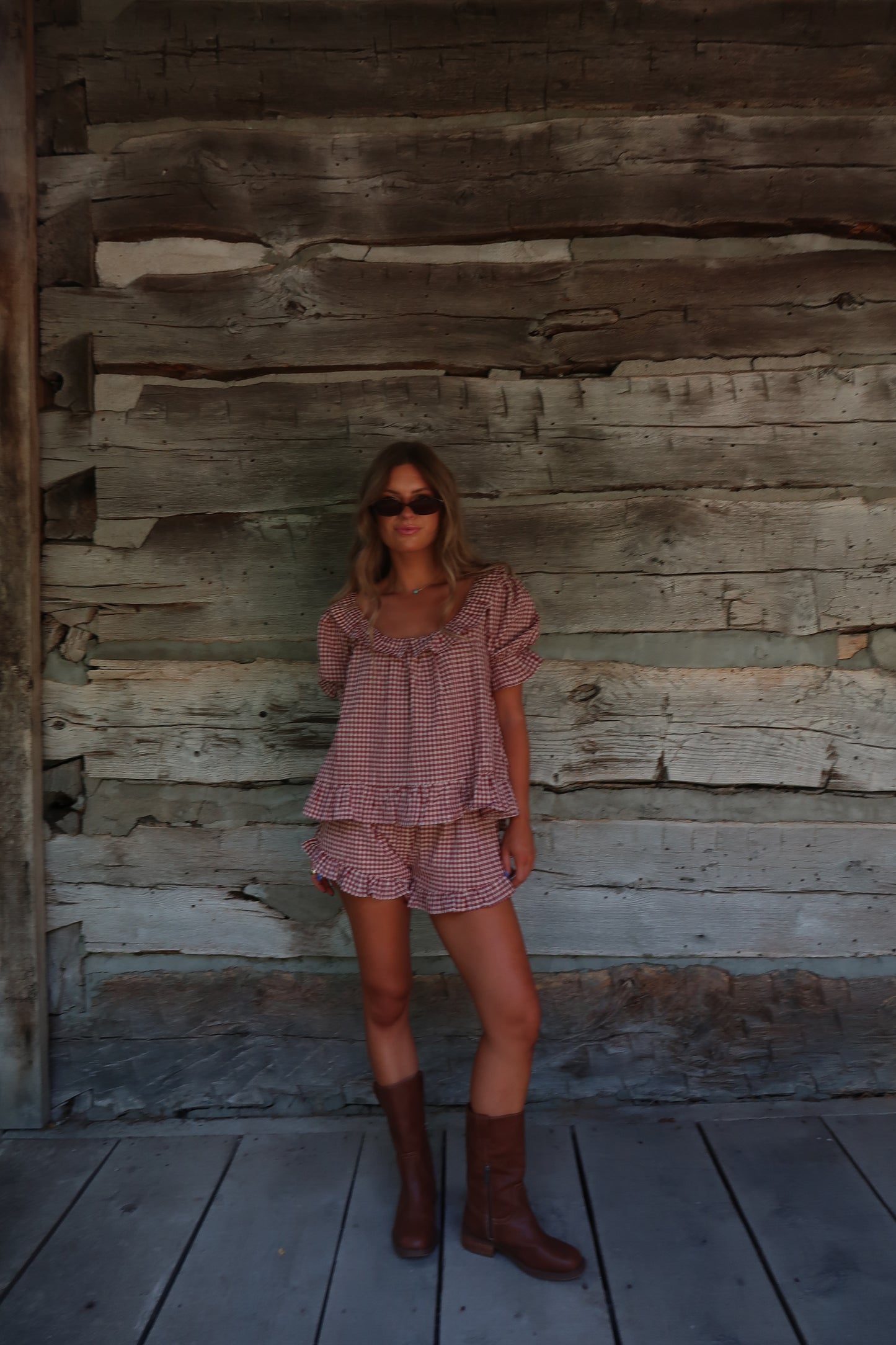 Maple Gingam Ruffle Shorts