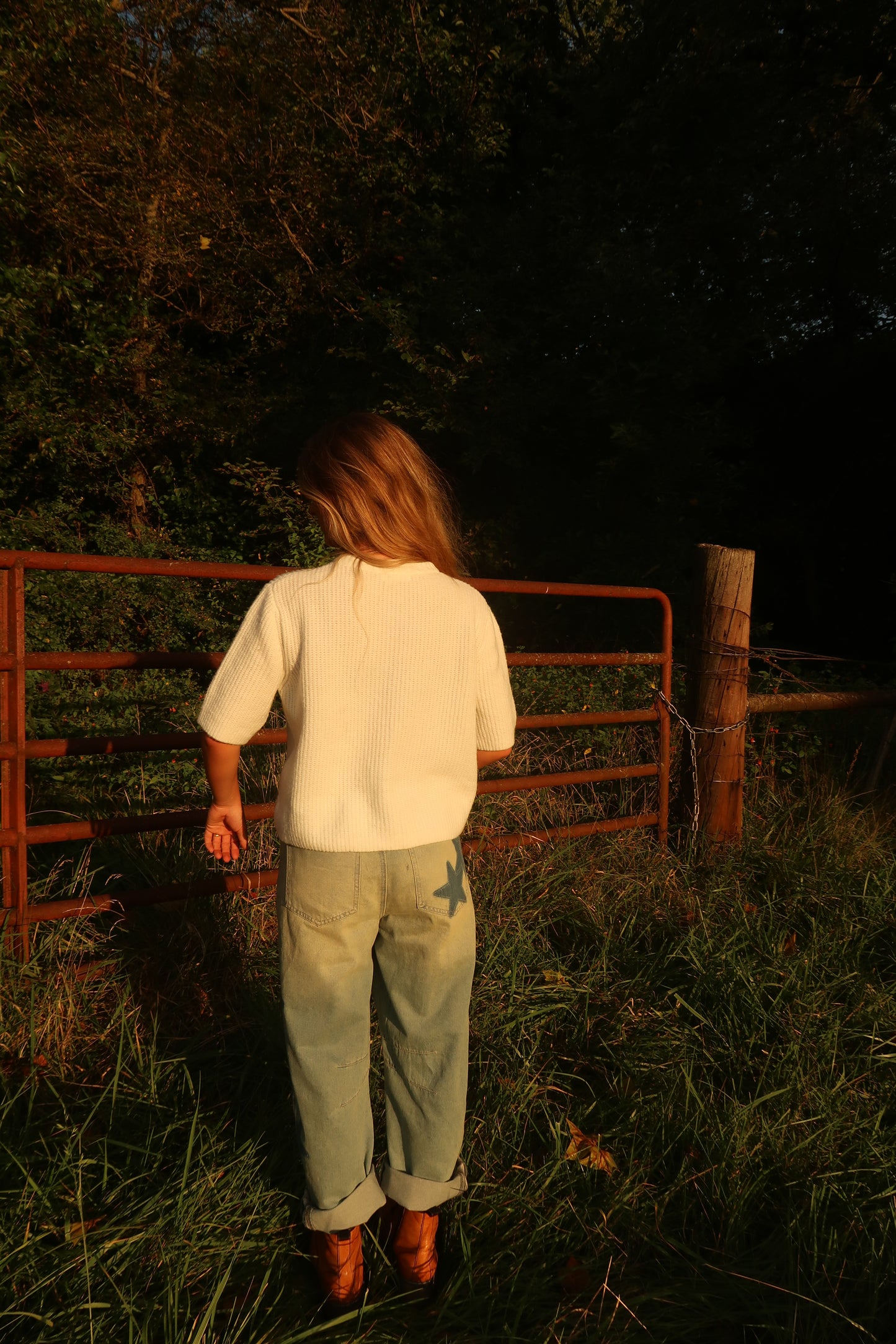 Camper Plaid Barrel Jean