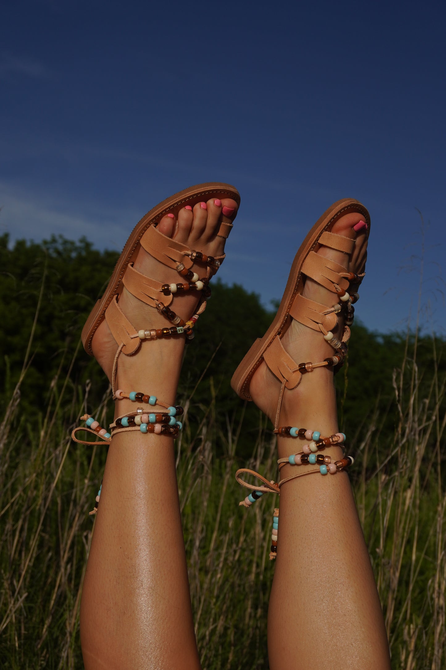 Tide Beaded Lace Up Sandal