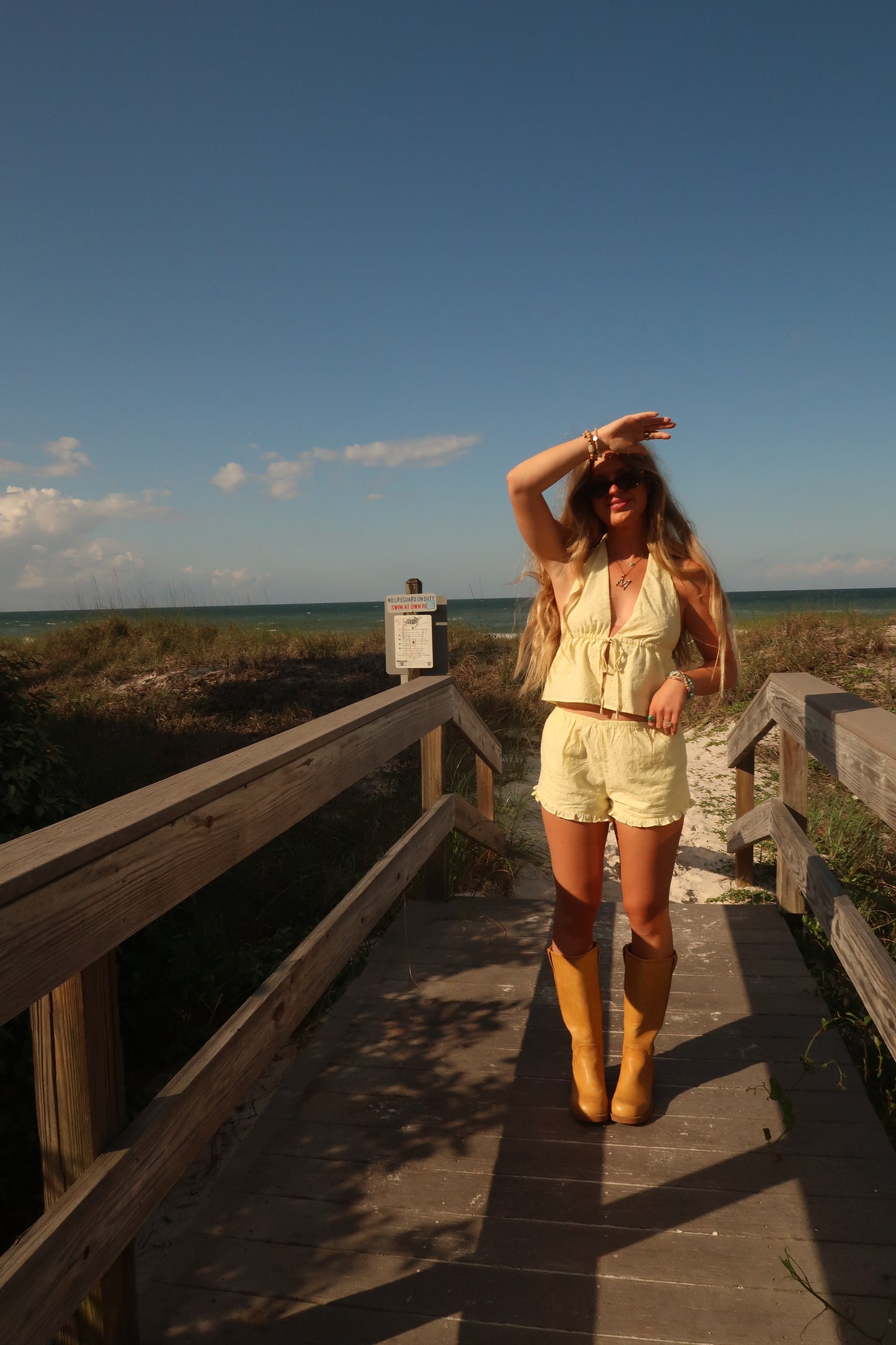 Butter Yellow Eyelet Set