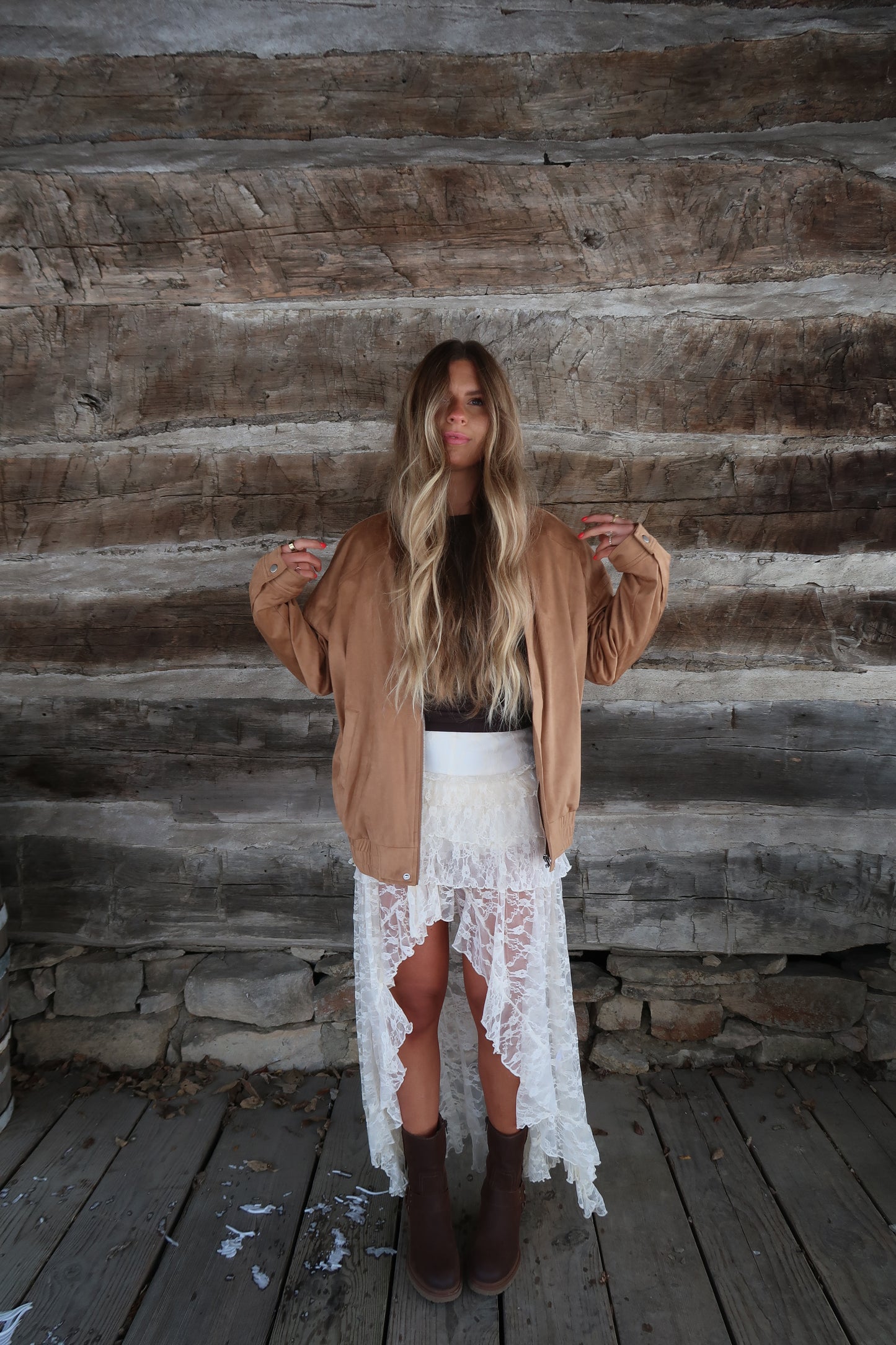 Camel Suede oversized Jacket