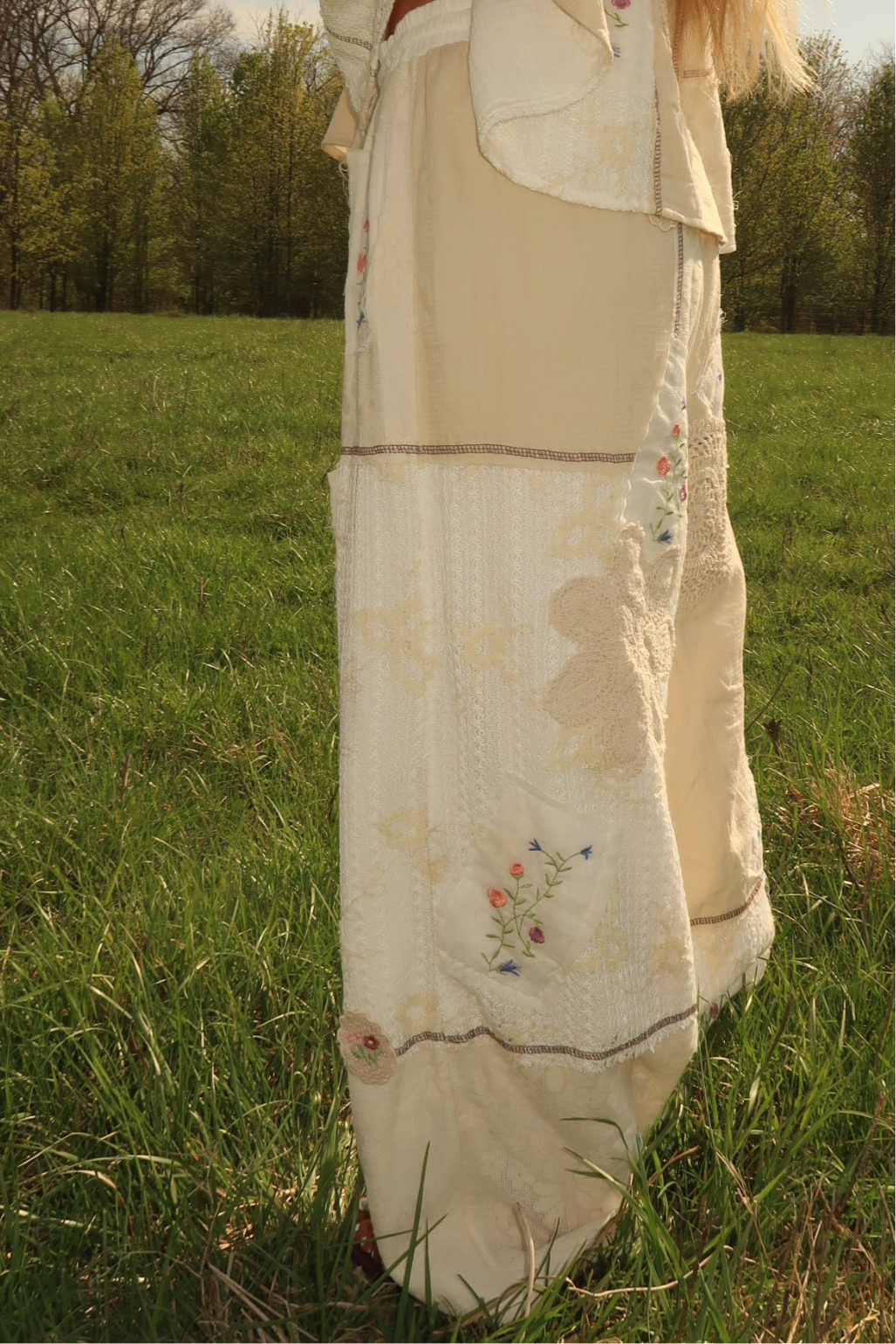 Ivory Petal Patchwork Pant