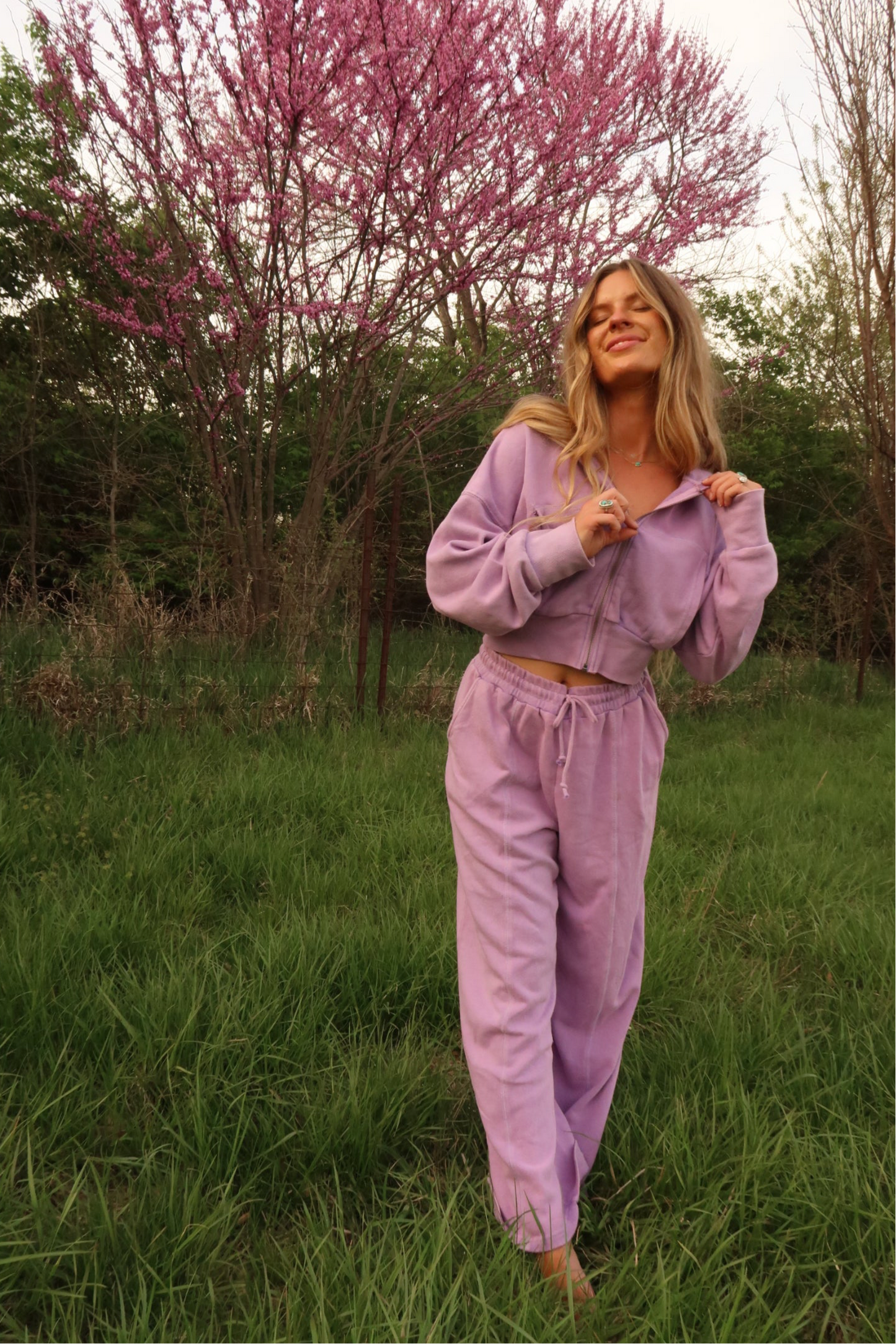 Lavender Haze Crop Zip Up