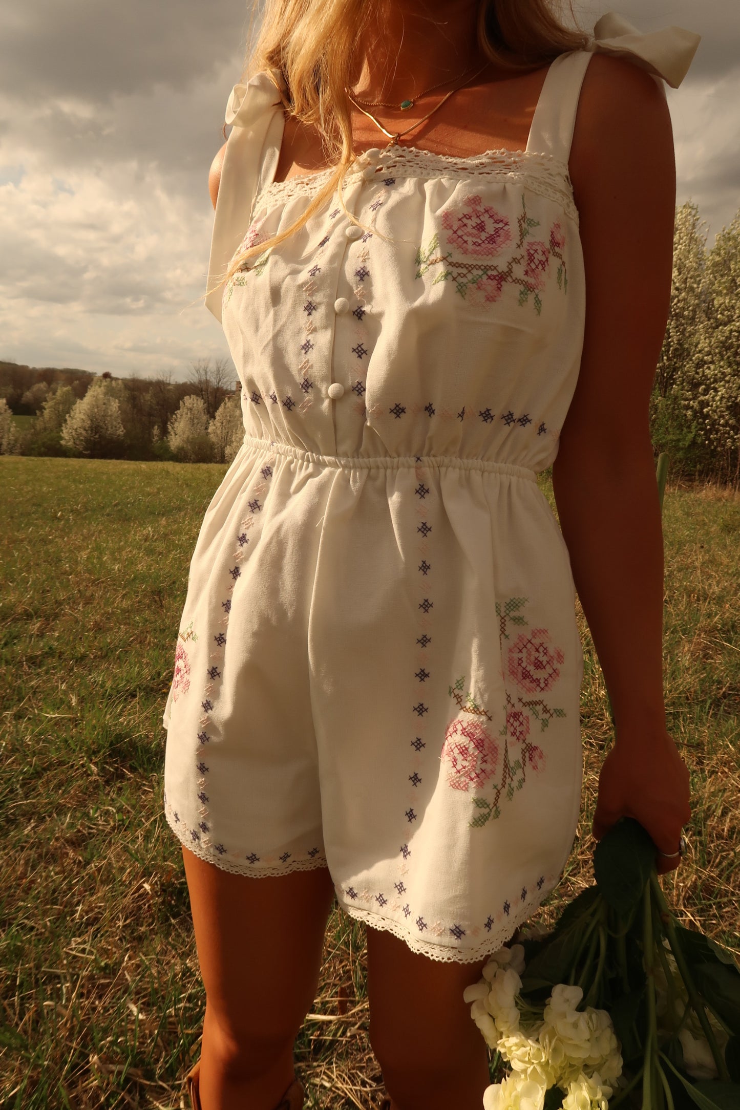 Wisteria Embroidered Romper