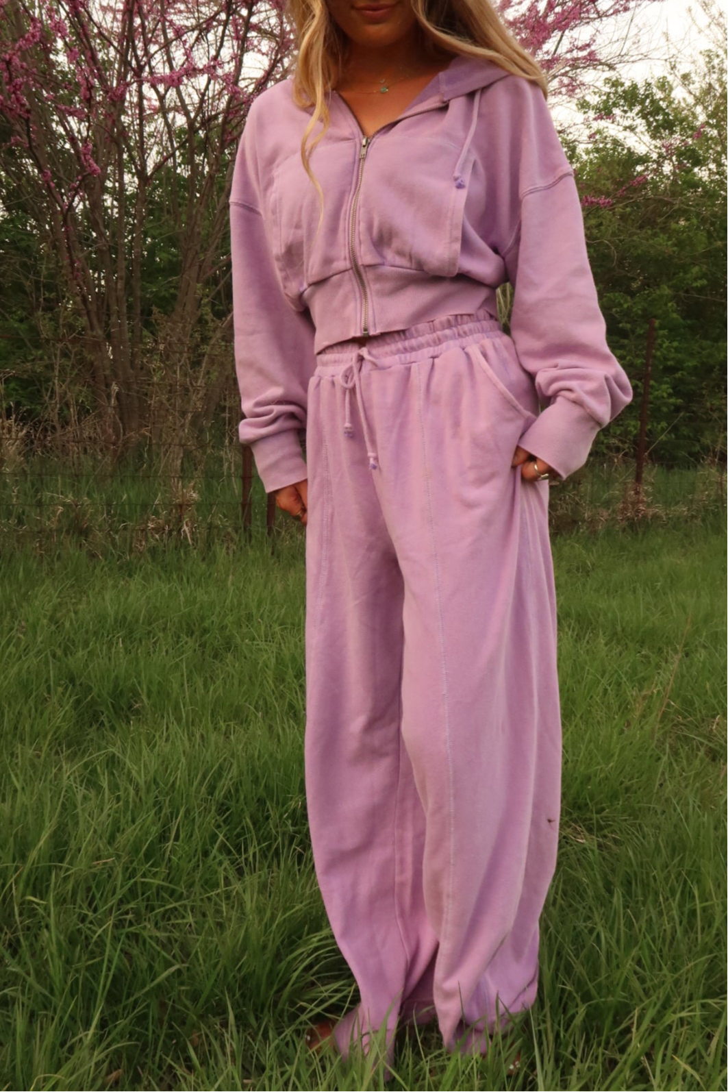 Lavender Haze Crop Zip Up