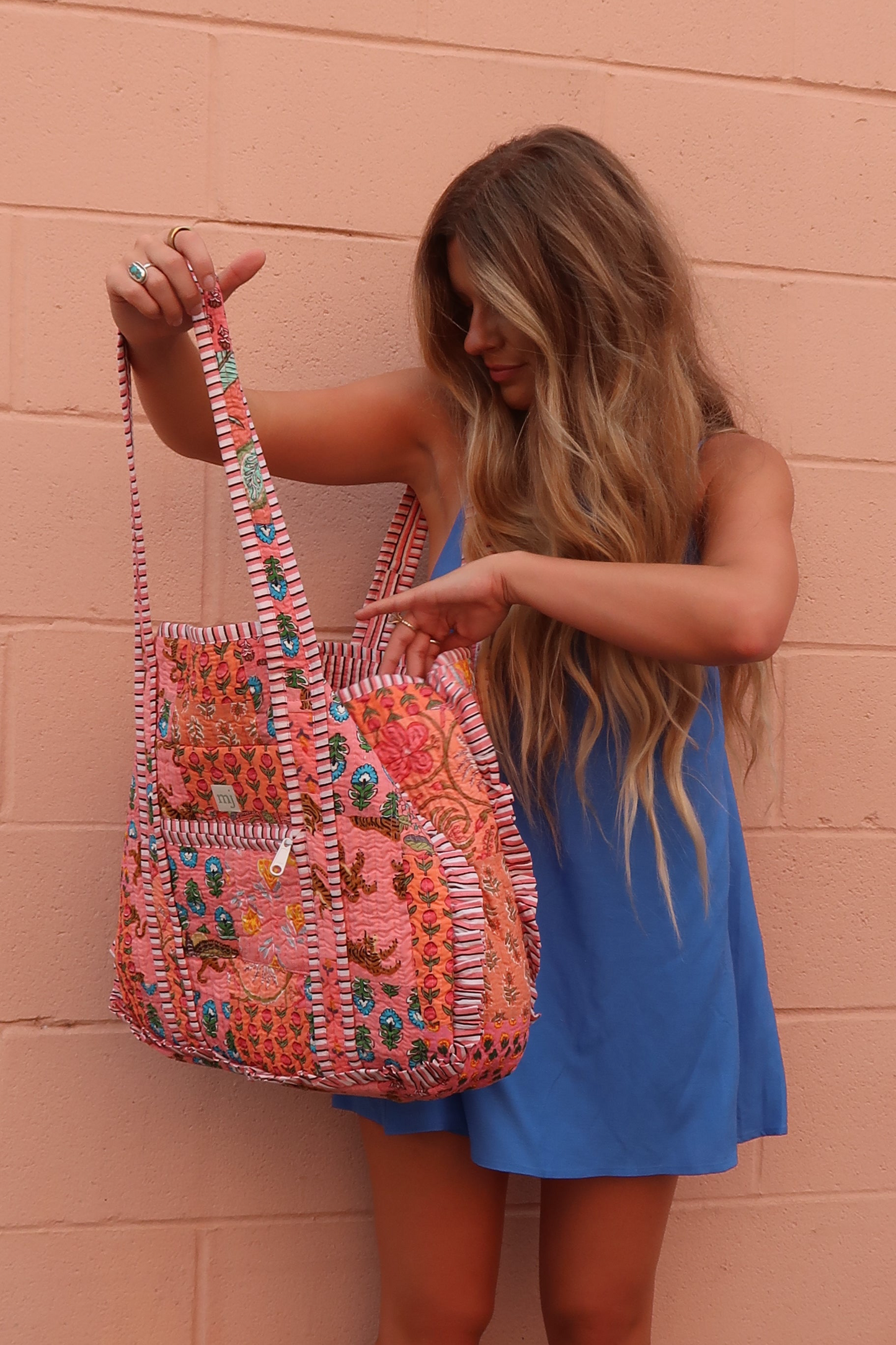 Debbie Ruffle Quilted Tote Bag