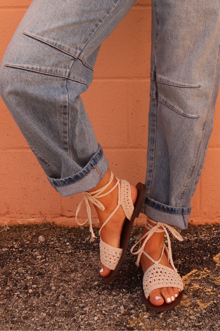 Shelly Lace up Crochet Sandal
