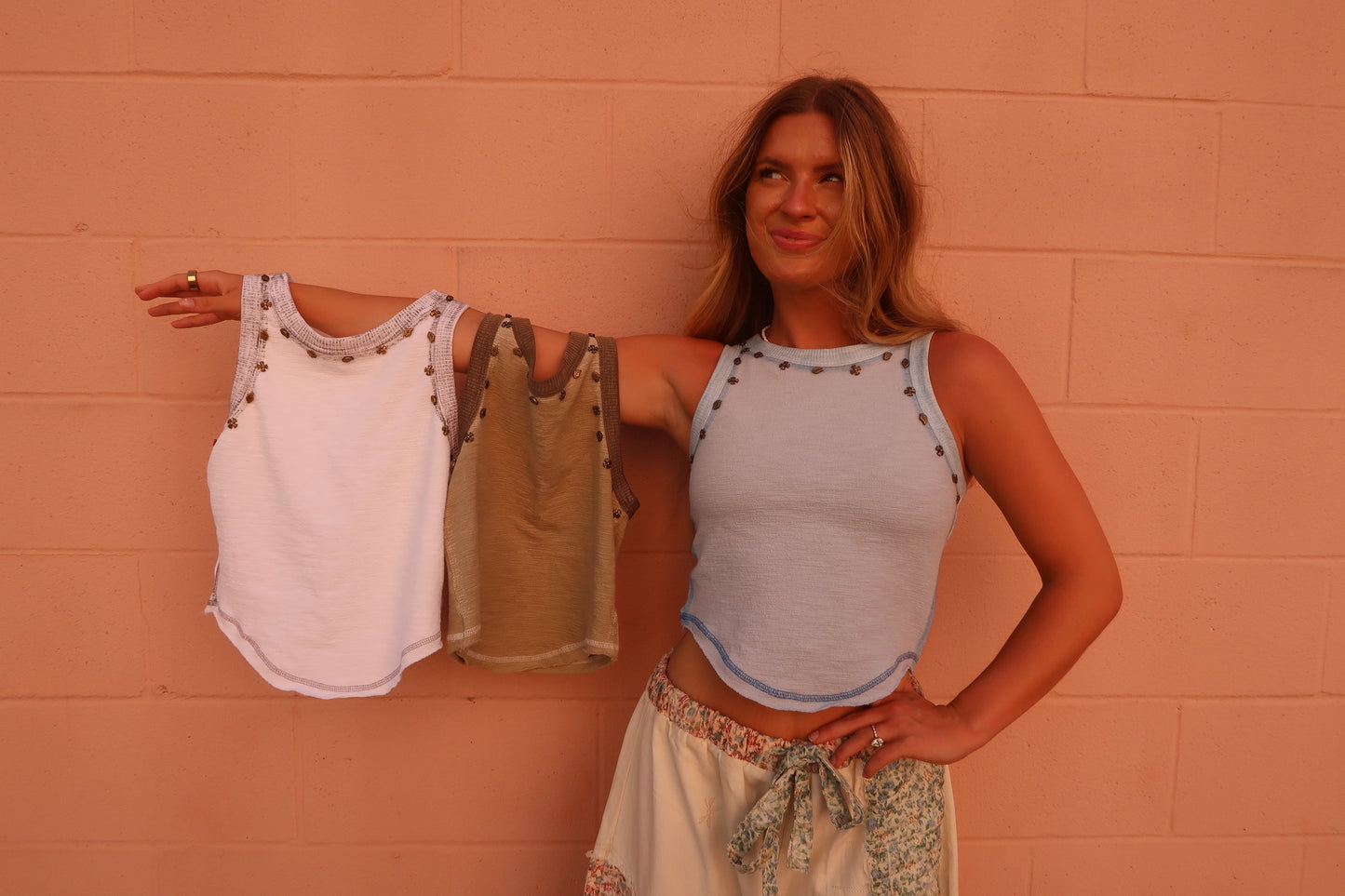 Baby Blue Studded Tank