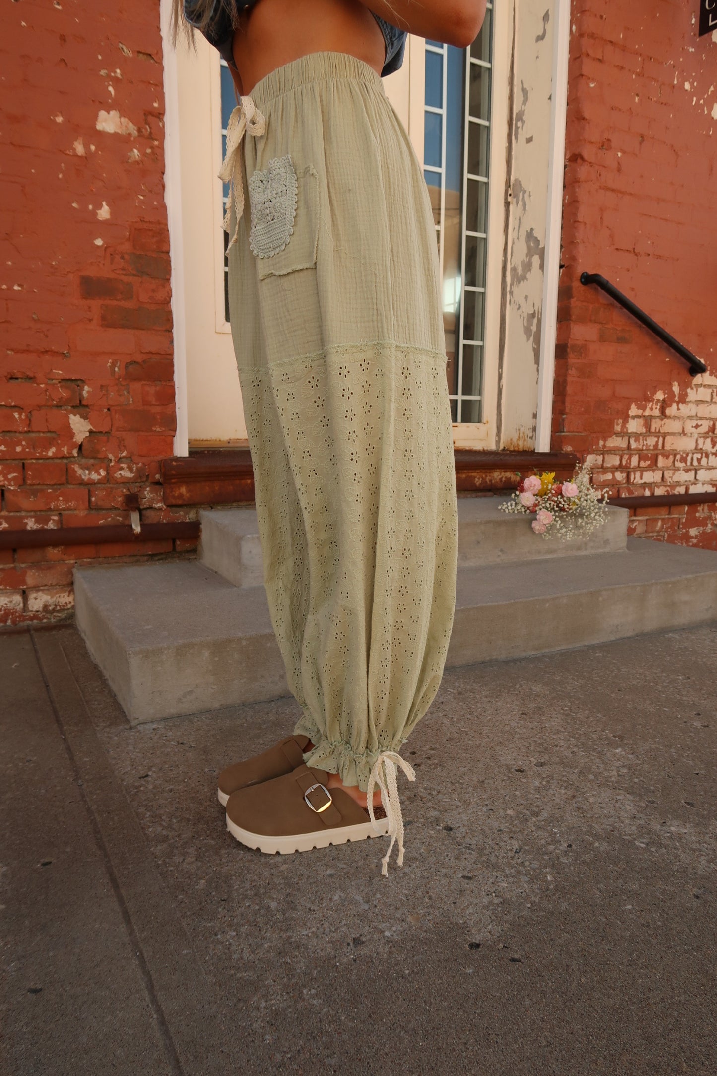 Pistachio Eylet Jogger