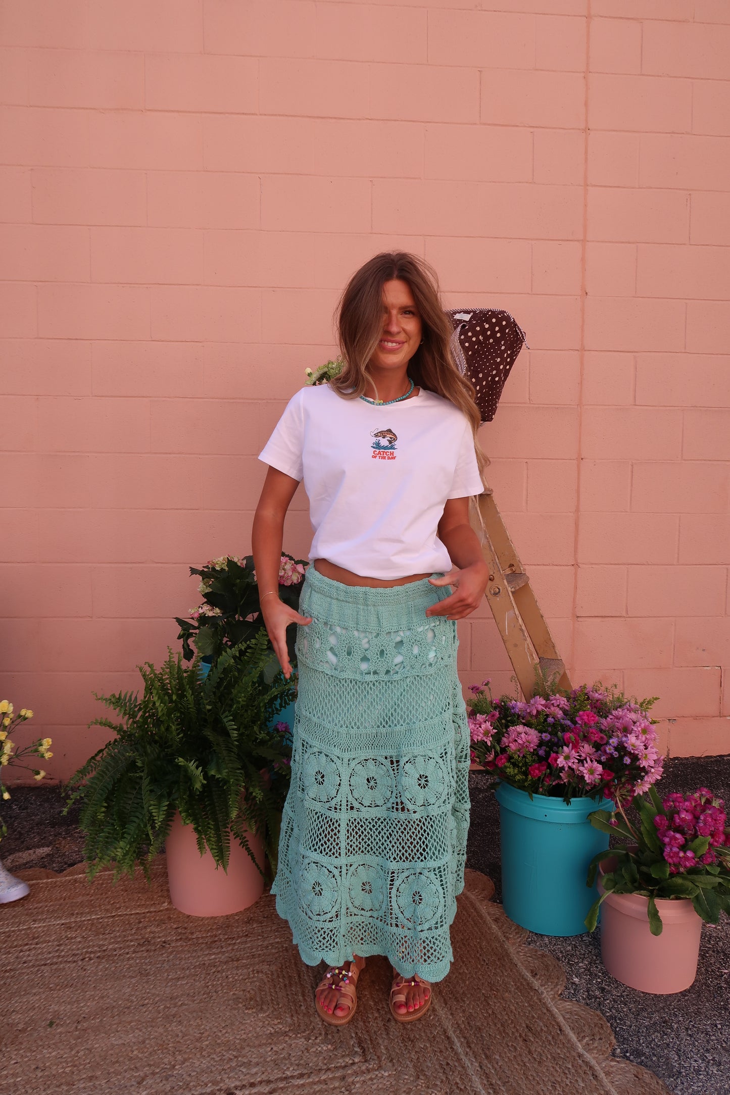 Reef crochet midi skirt