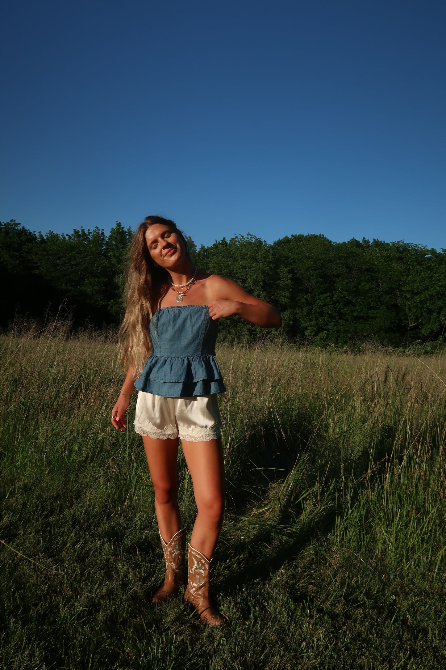 Bluebell Denim Tie-Back Top