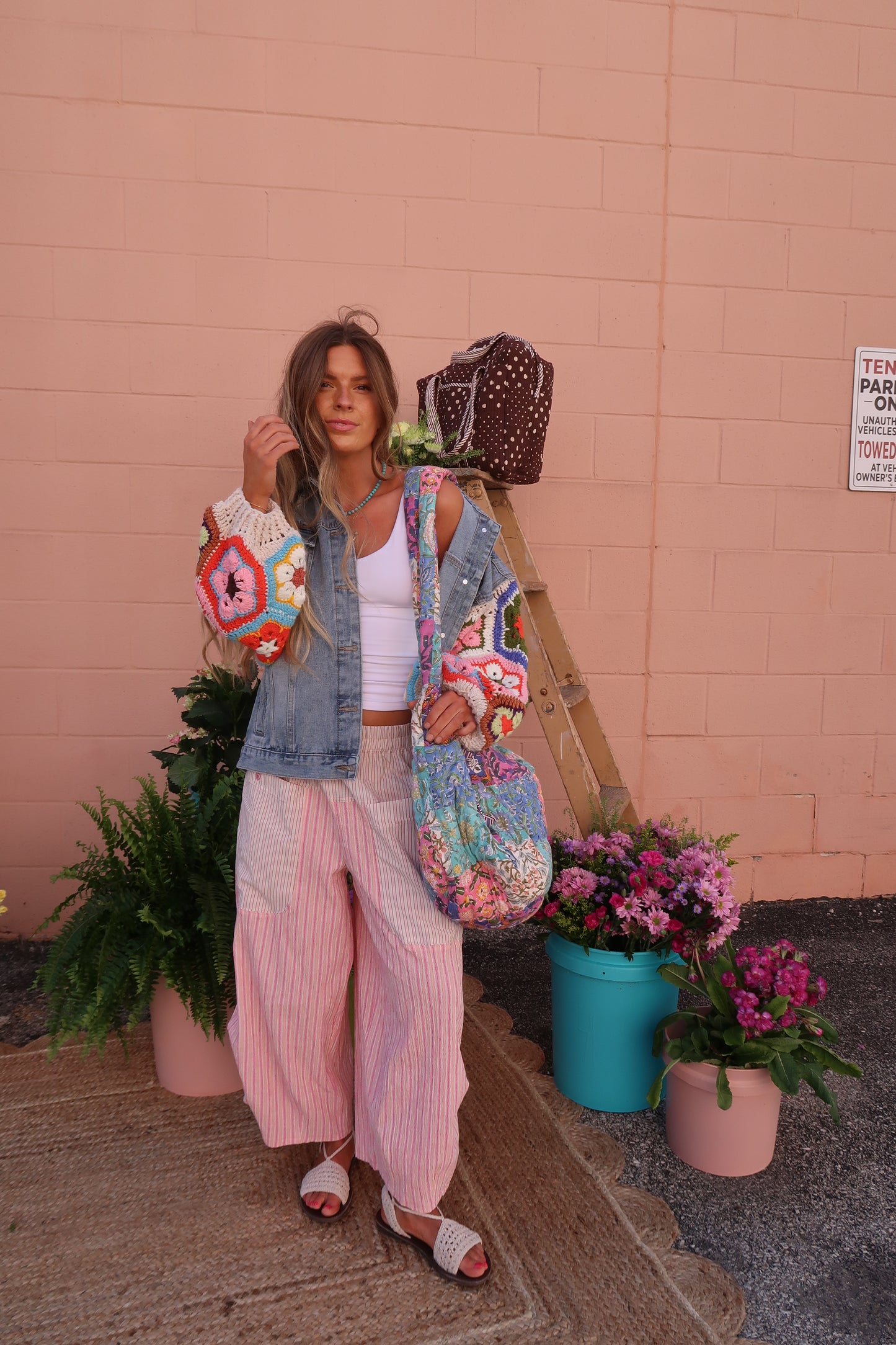 Sunset Pink Stripe Balloon Pant