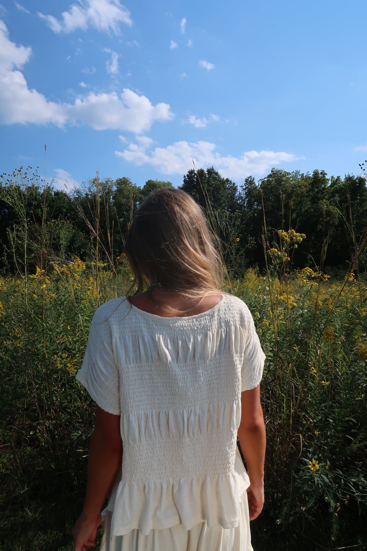 Buttercream Smocked Tee