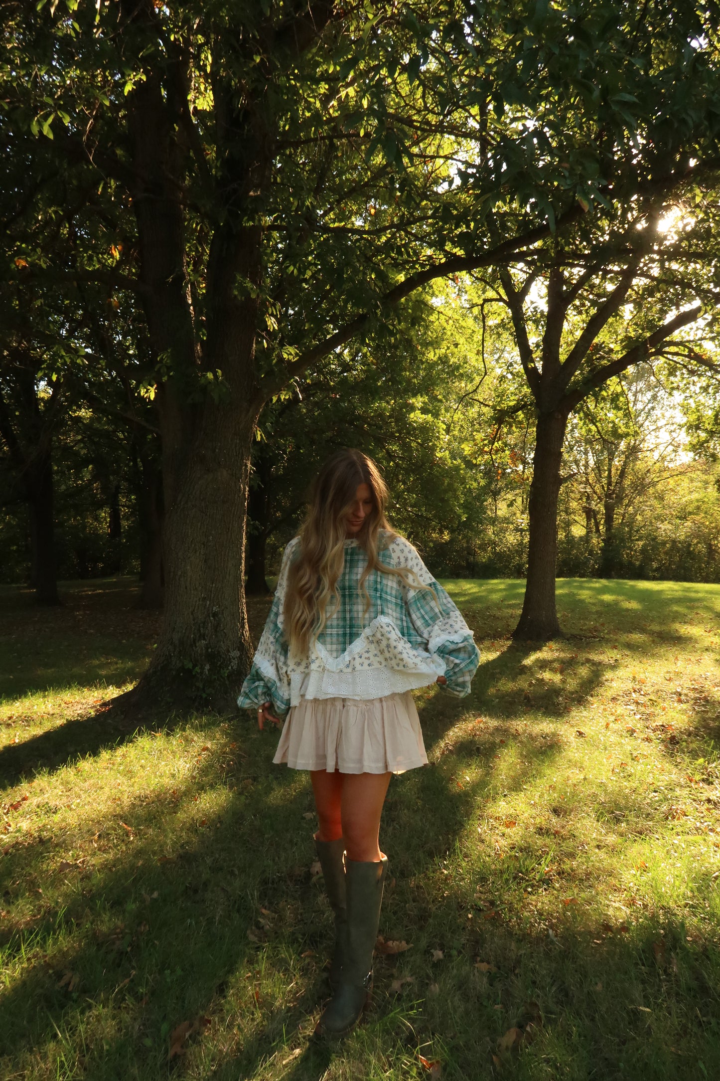 Autumn Flannel Babydoll Top