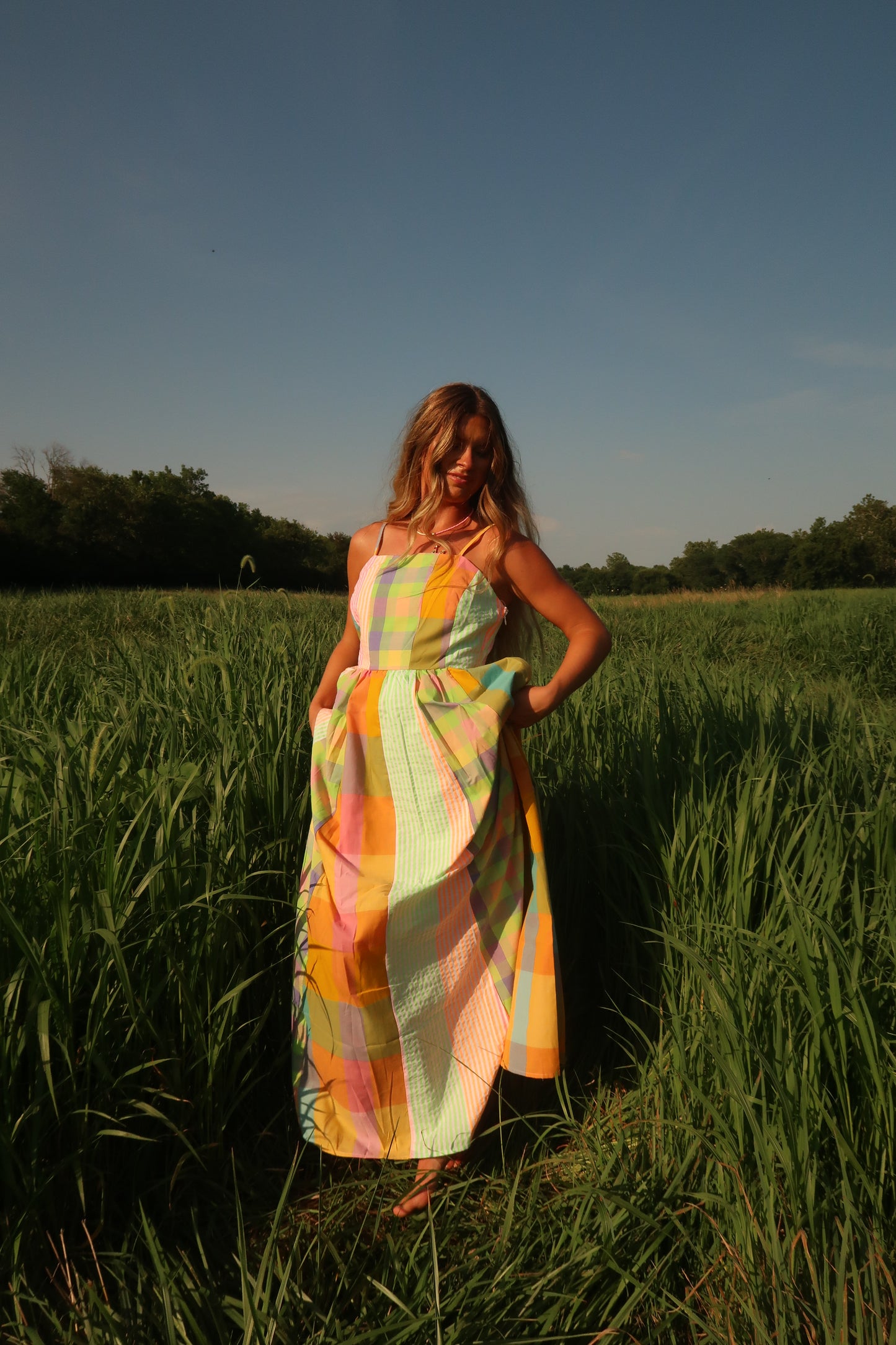 Fancy Nancy plaid maxi dress