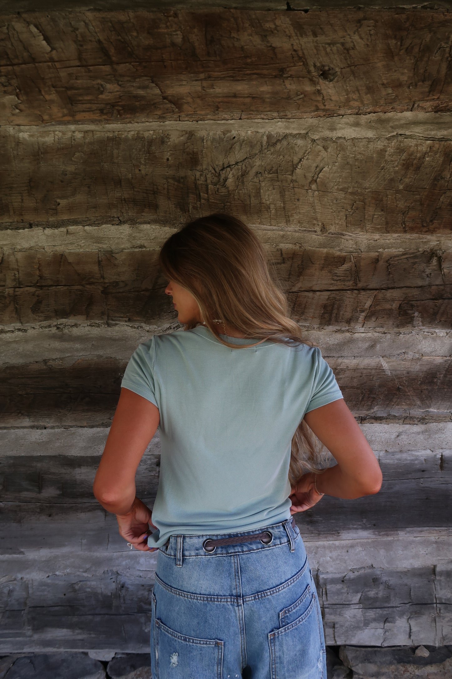Soft Mint Ribbed Basics Tee