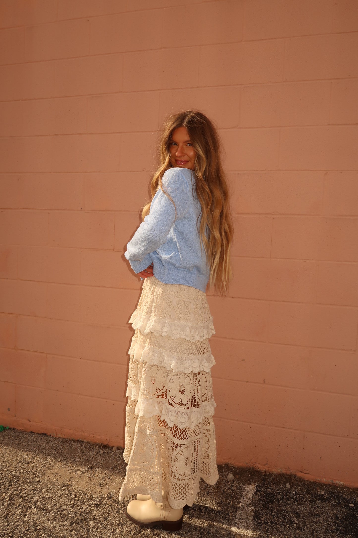 sky button front cardigan