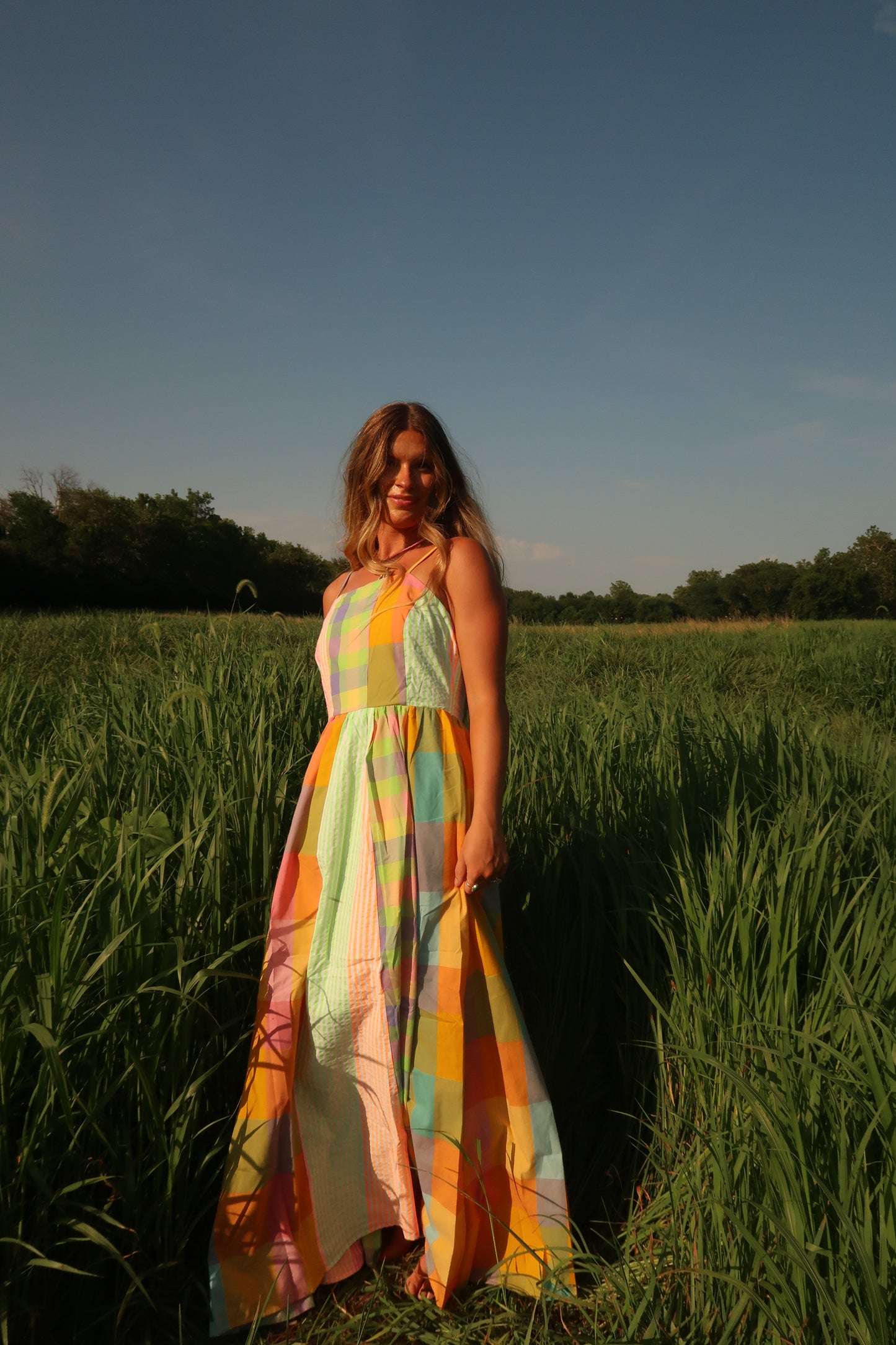 Fancy Nancy plaid maxi dress