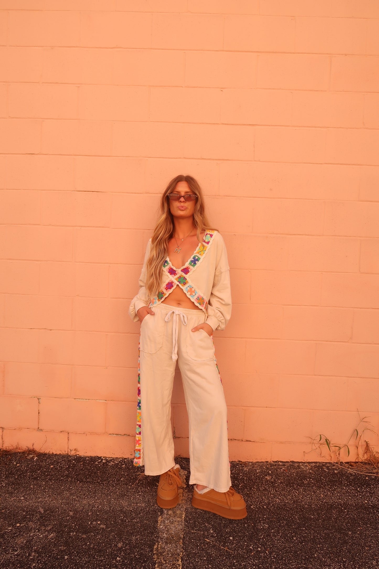 Happy Stitch Wide Leg Pants