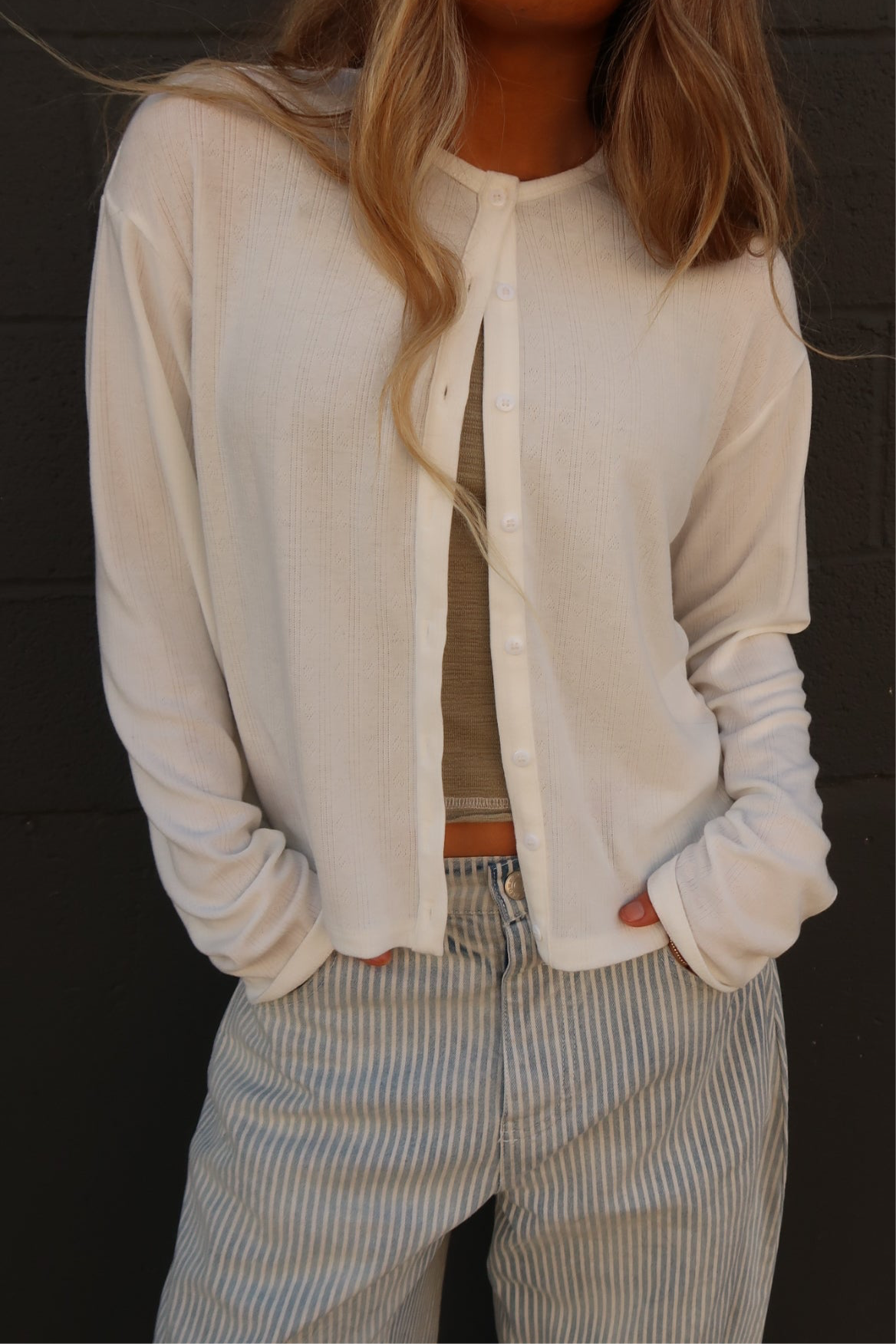 Dove Button Front Cardi