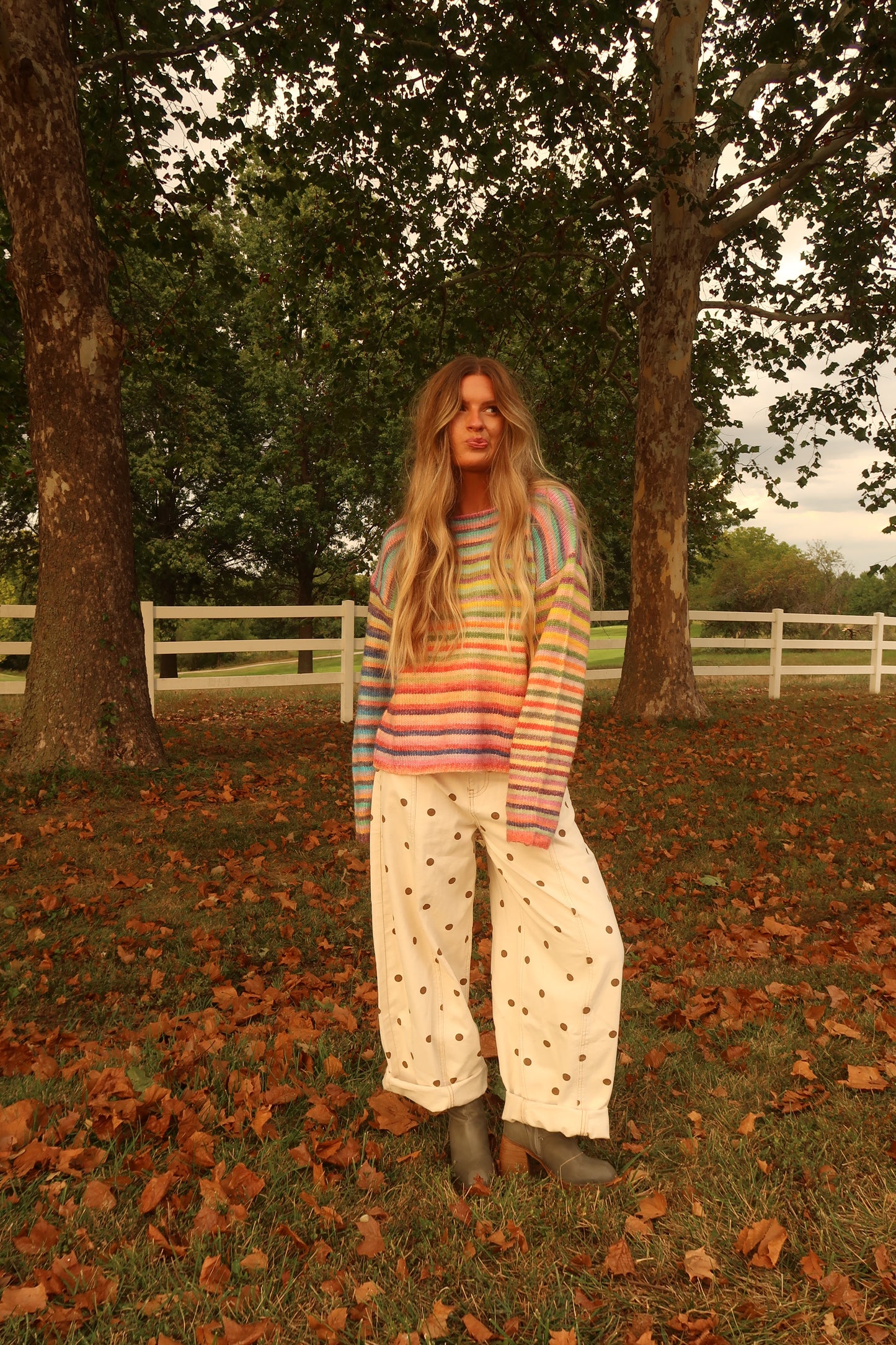 Latte Dot Barrel Jeans
