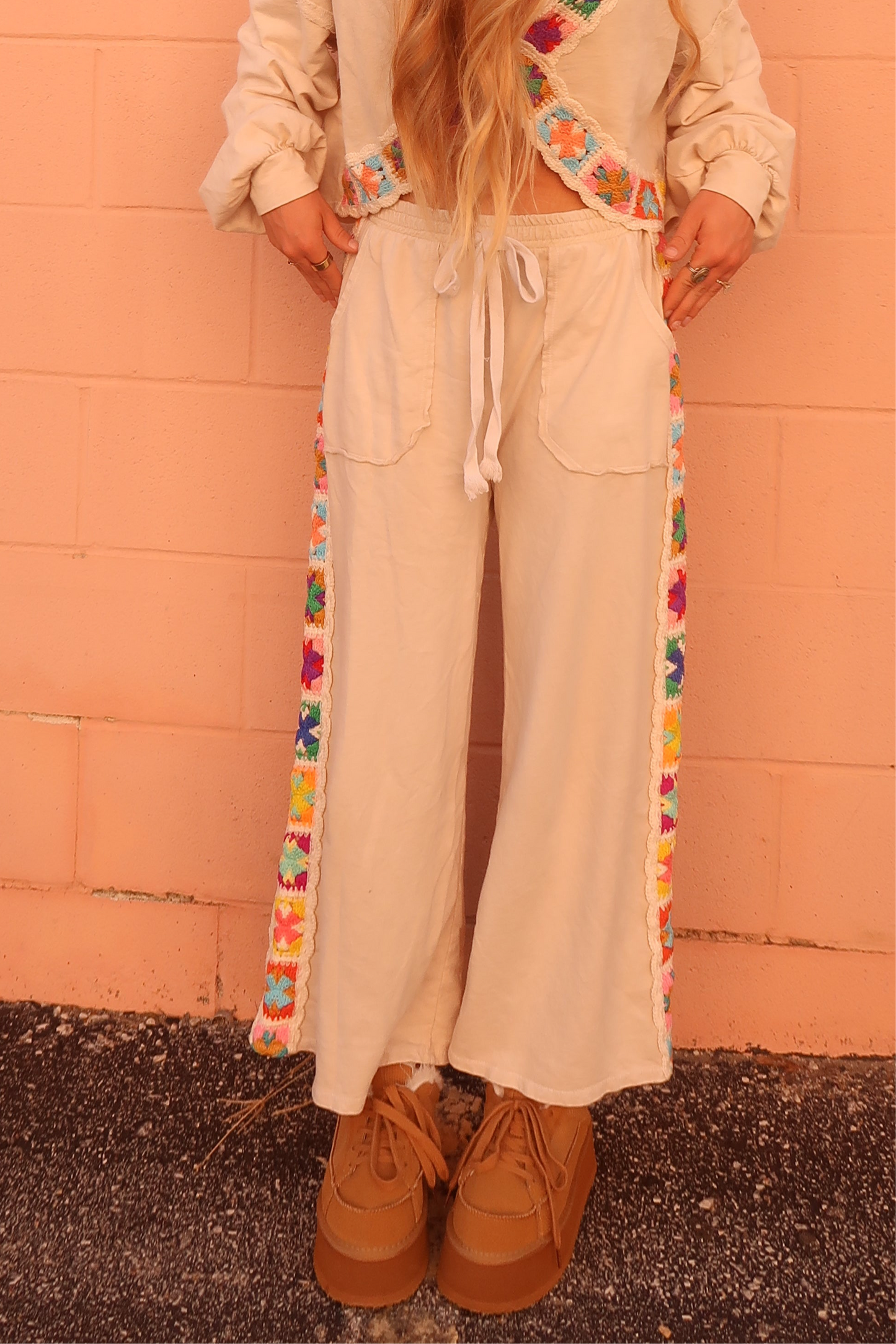 Happy Stitch Wide Leg Pants