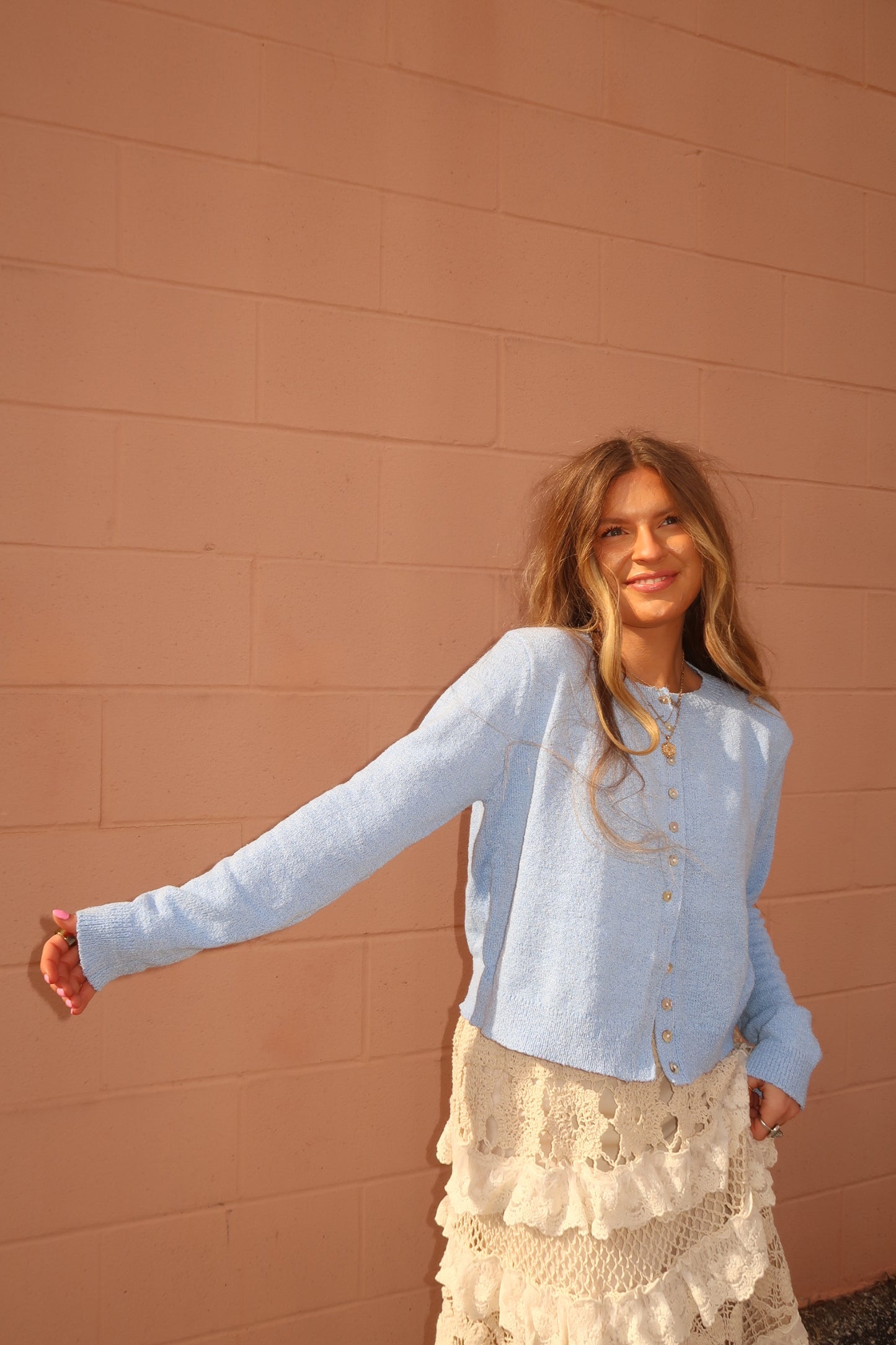 sky button front cardigan