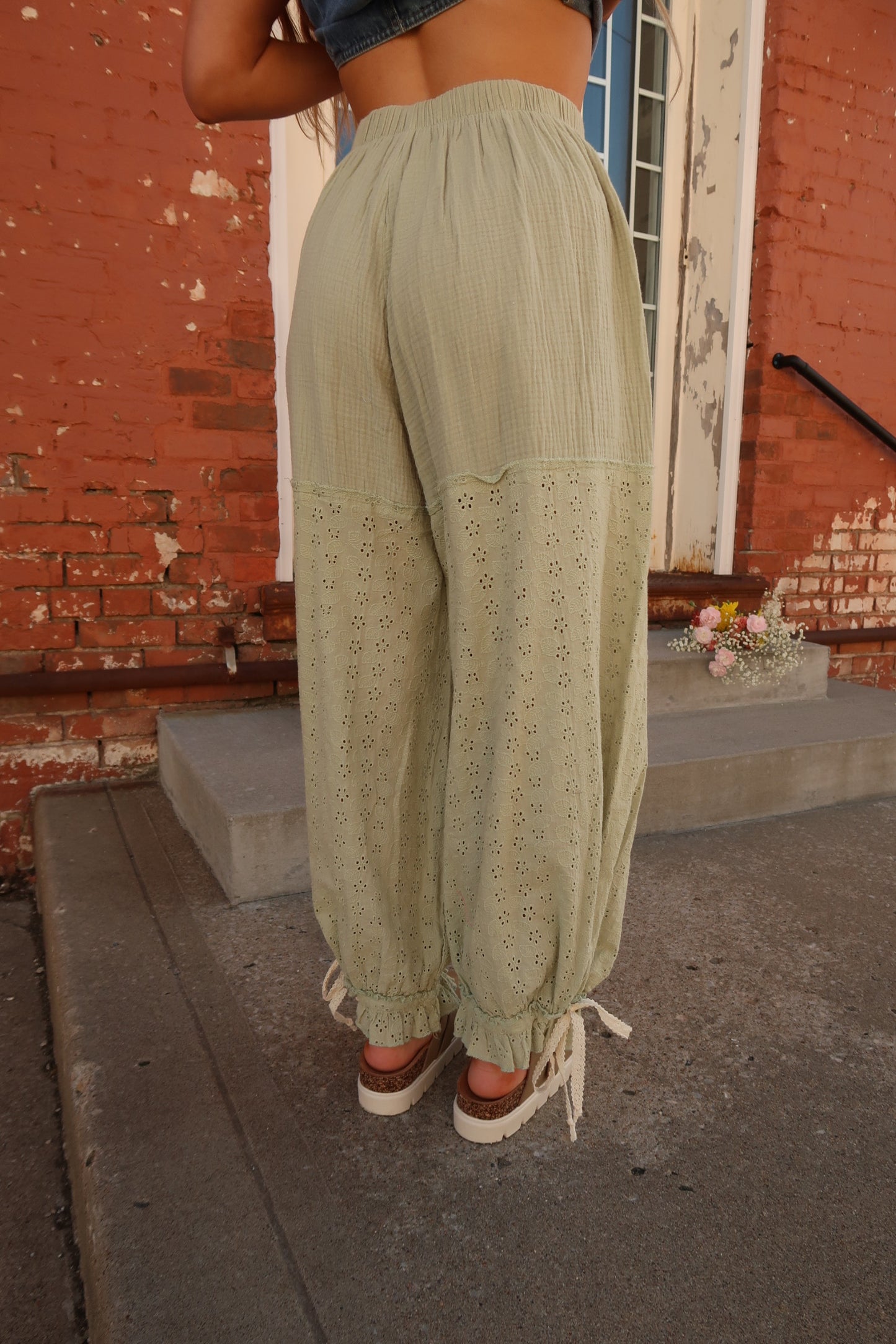Pistachio Eylet Jogger