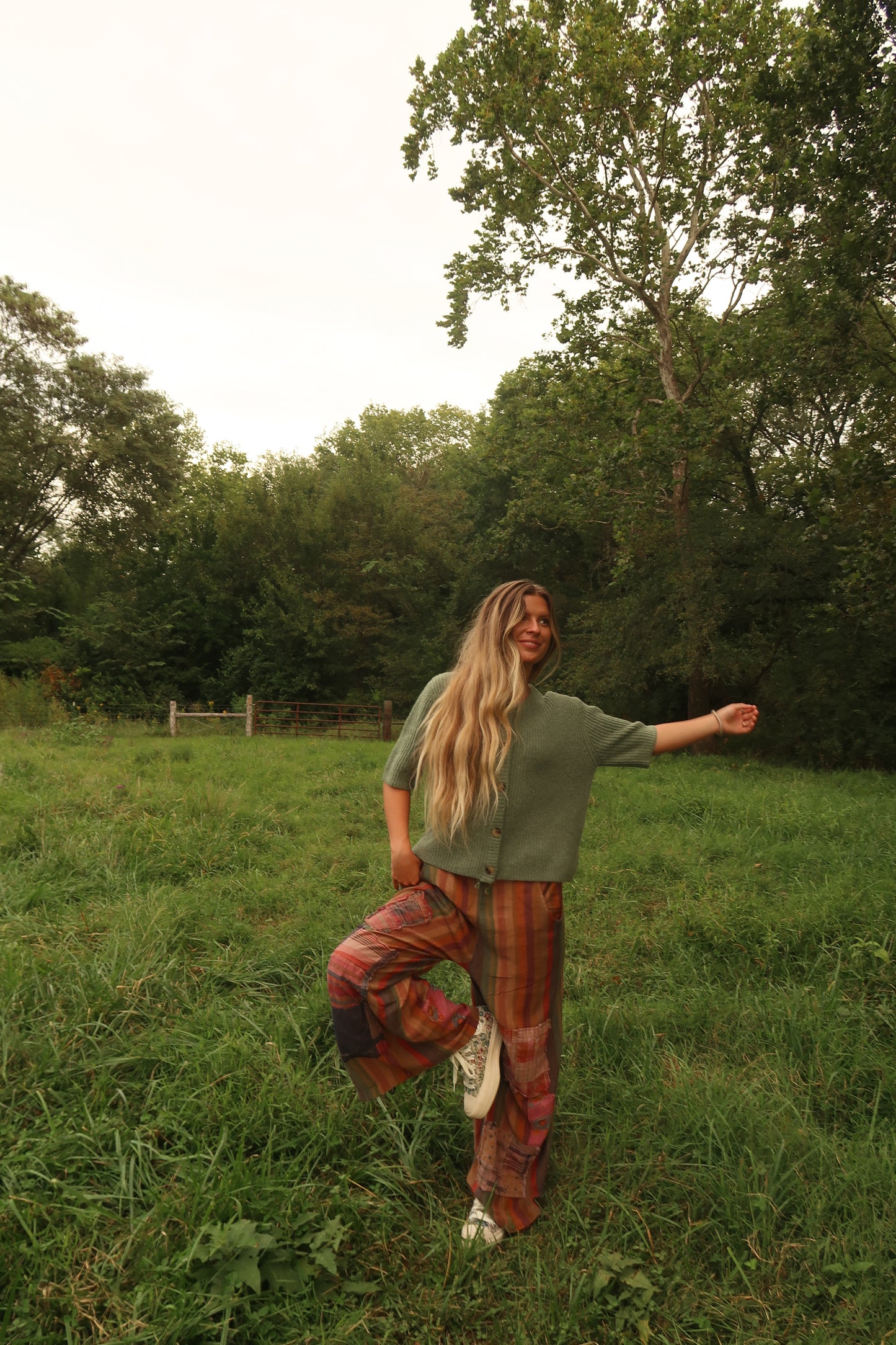 Gemstone Stripe Patchwork Pants (handmade)