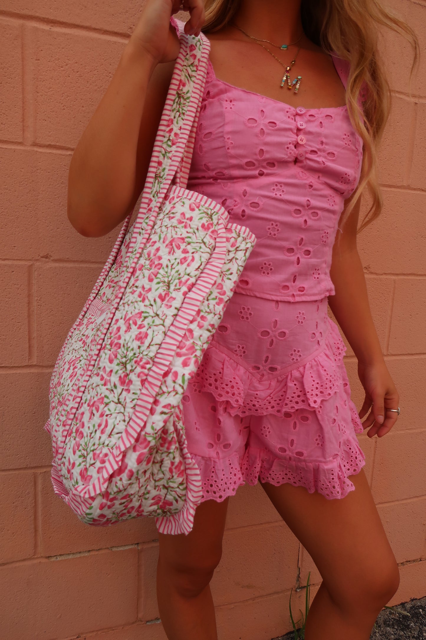 Belle Ruffle Quilted Tote Bag