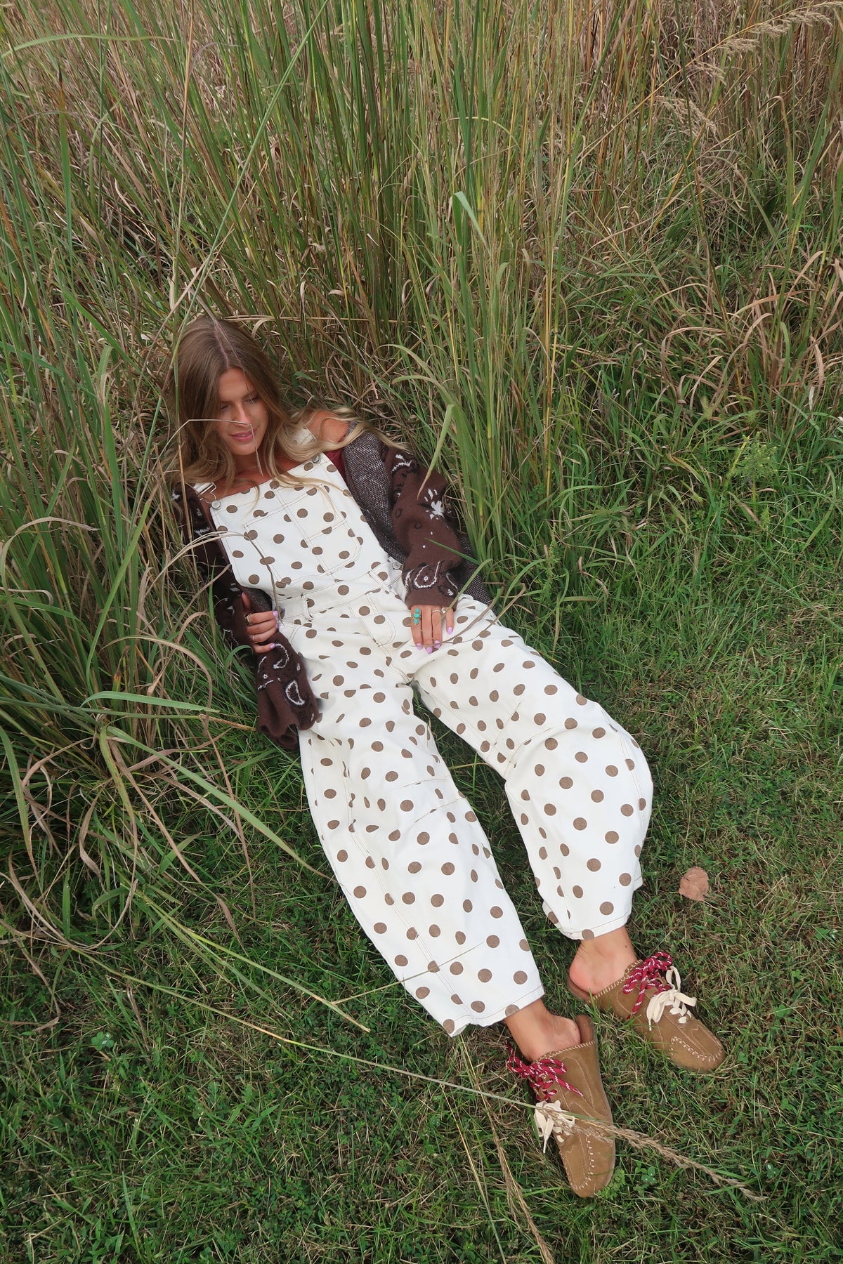 Teddy Dot Barrel Overalls