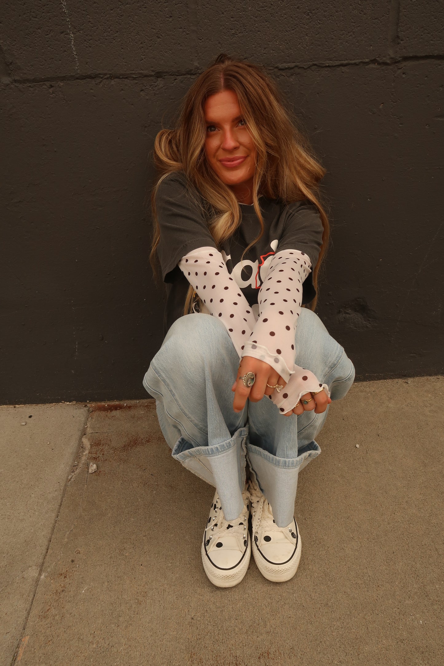 Polka Dot Sheer Long Slv