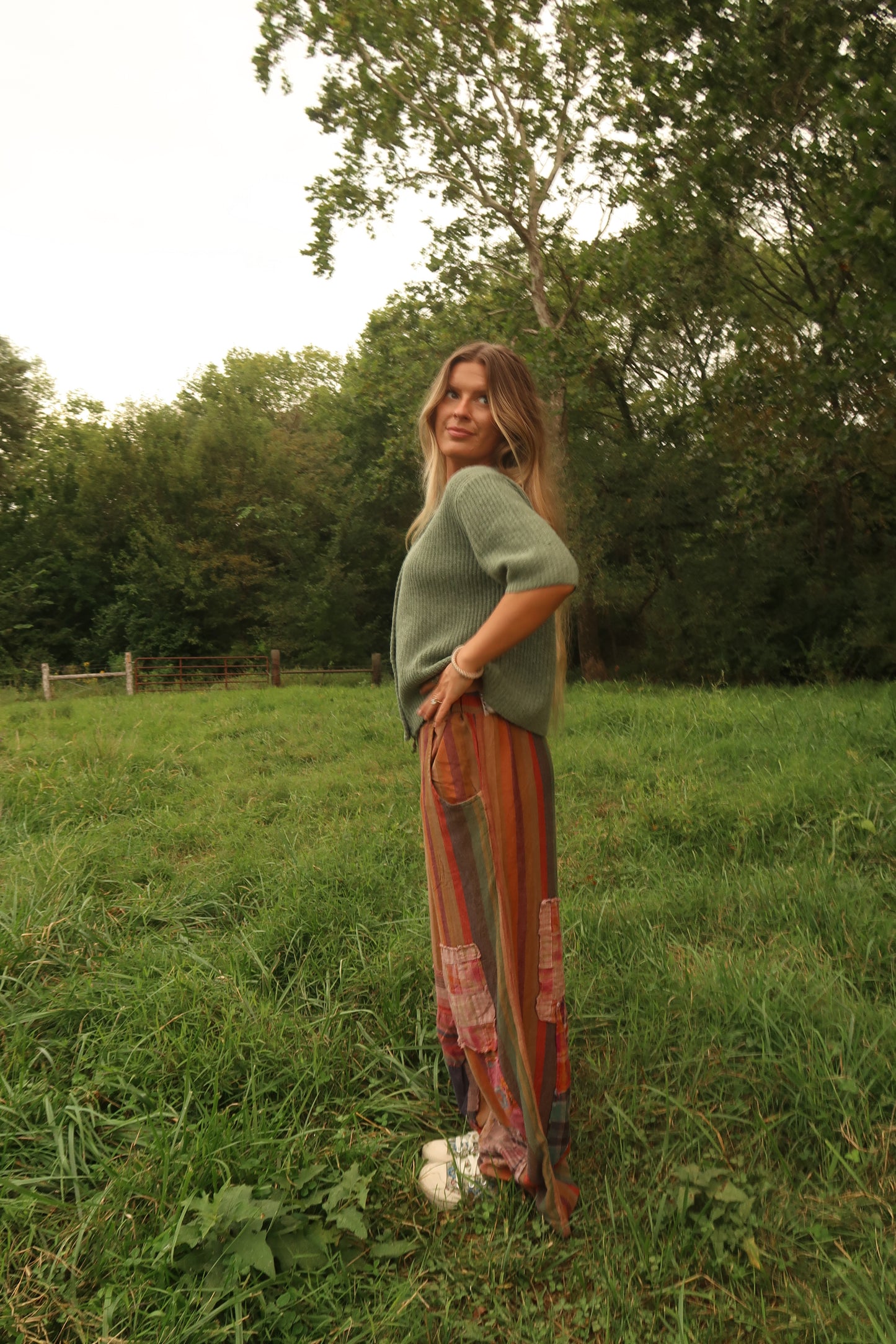 Gemstone Stripe Patchwork Pants (handmade)