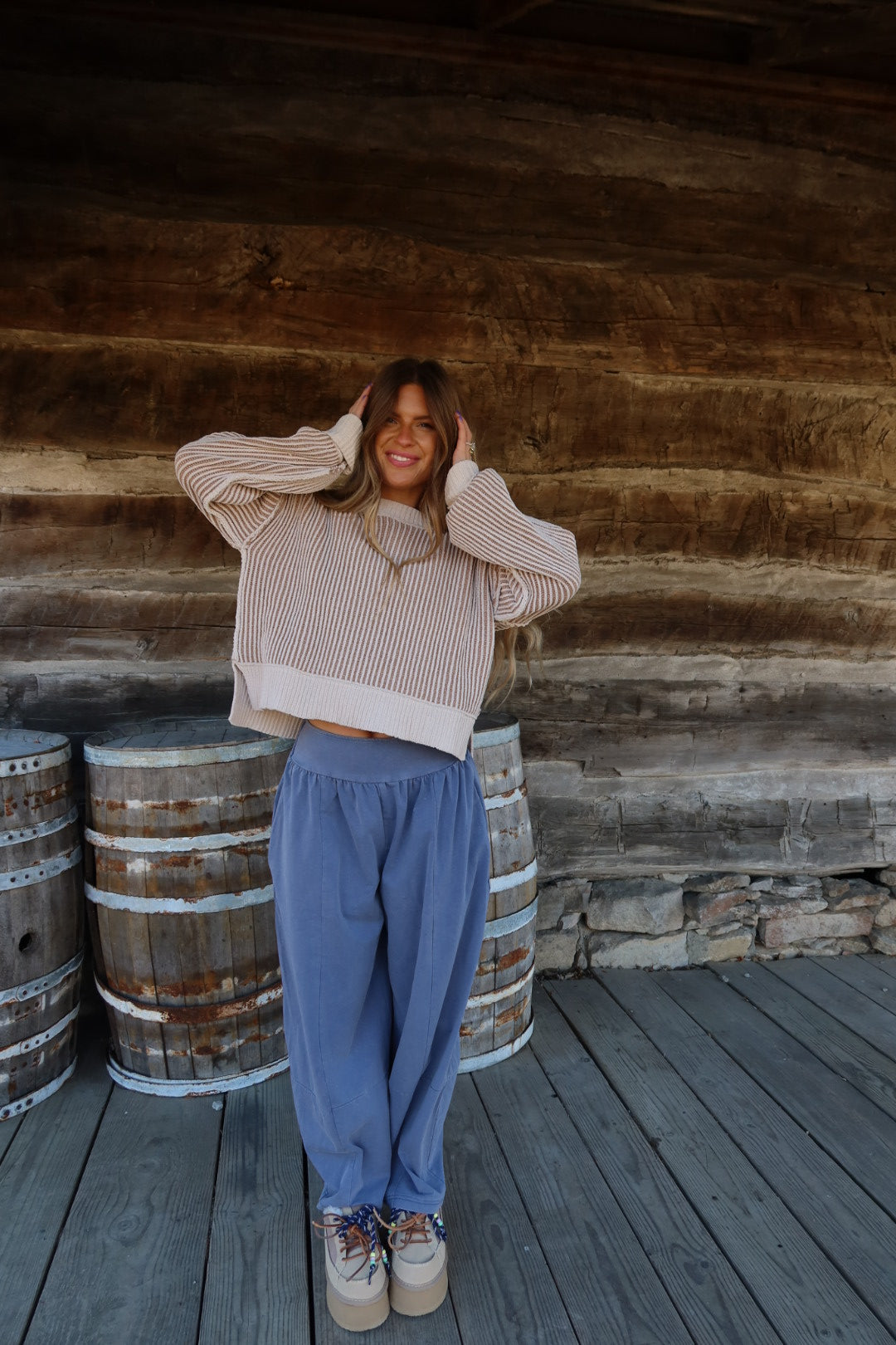 Ecru Striped Knit Sweater – Maddy Jae