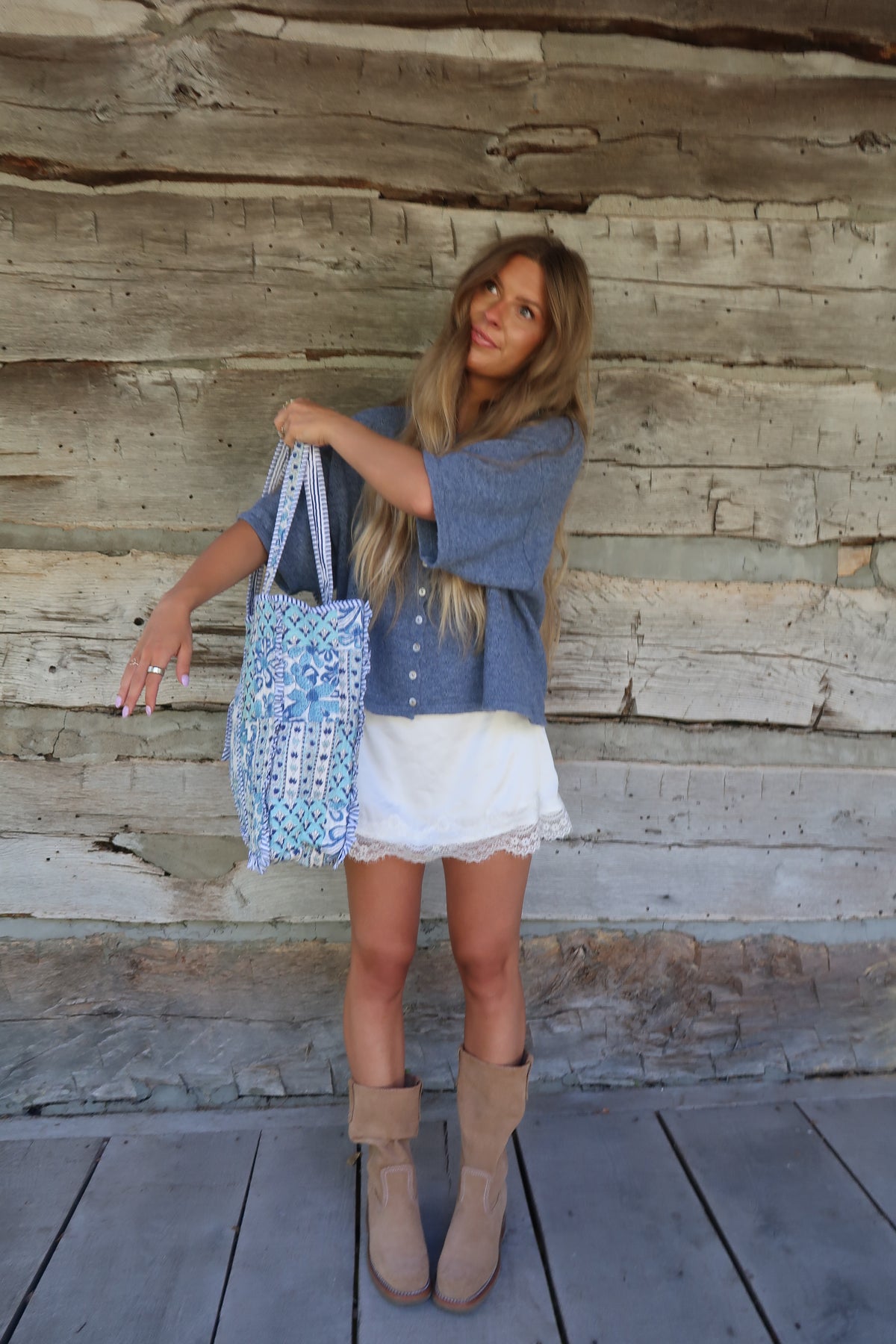 Sunday Ruffle Quilted Tote Bag