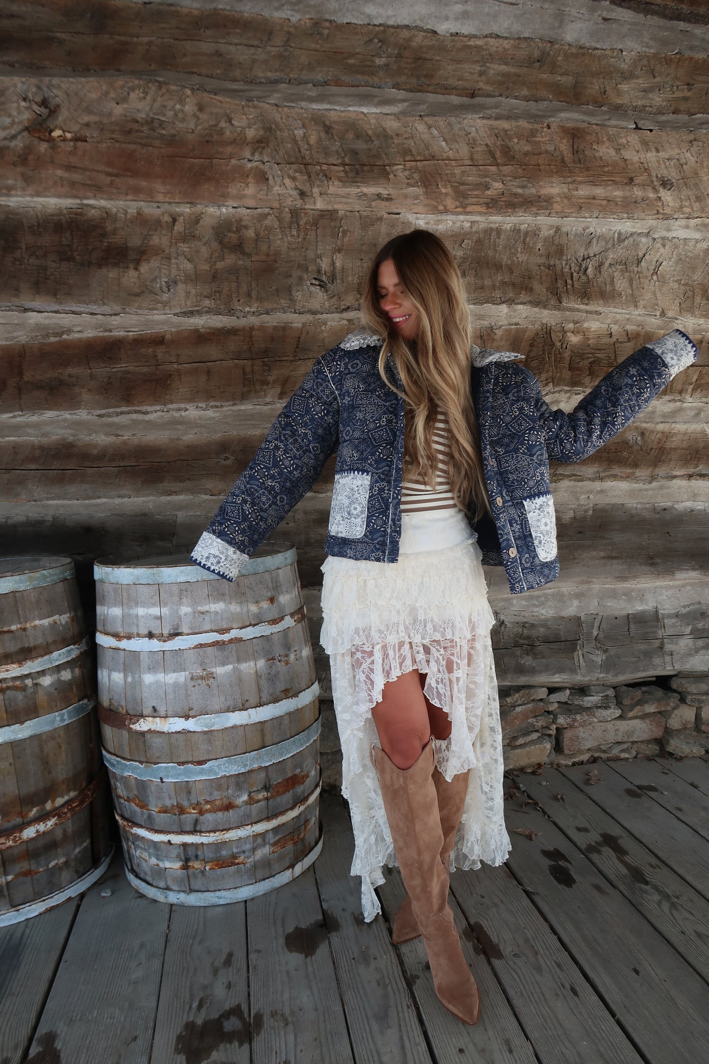 Stella Navy Bandana Quilted Jacket