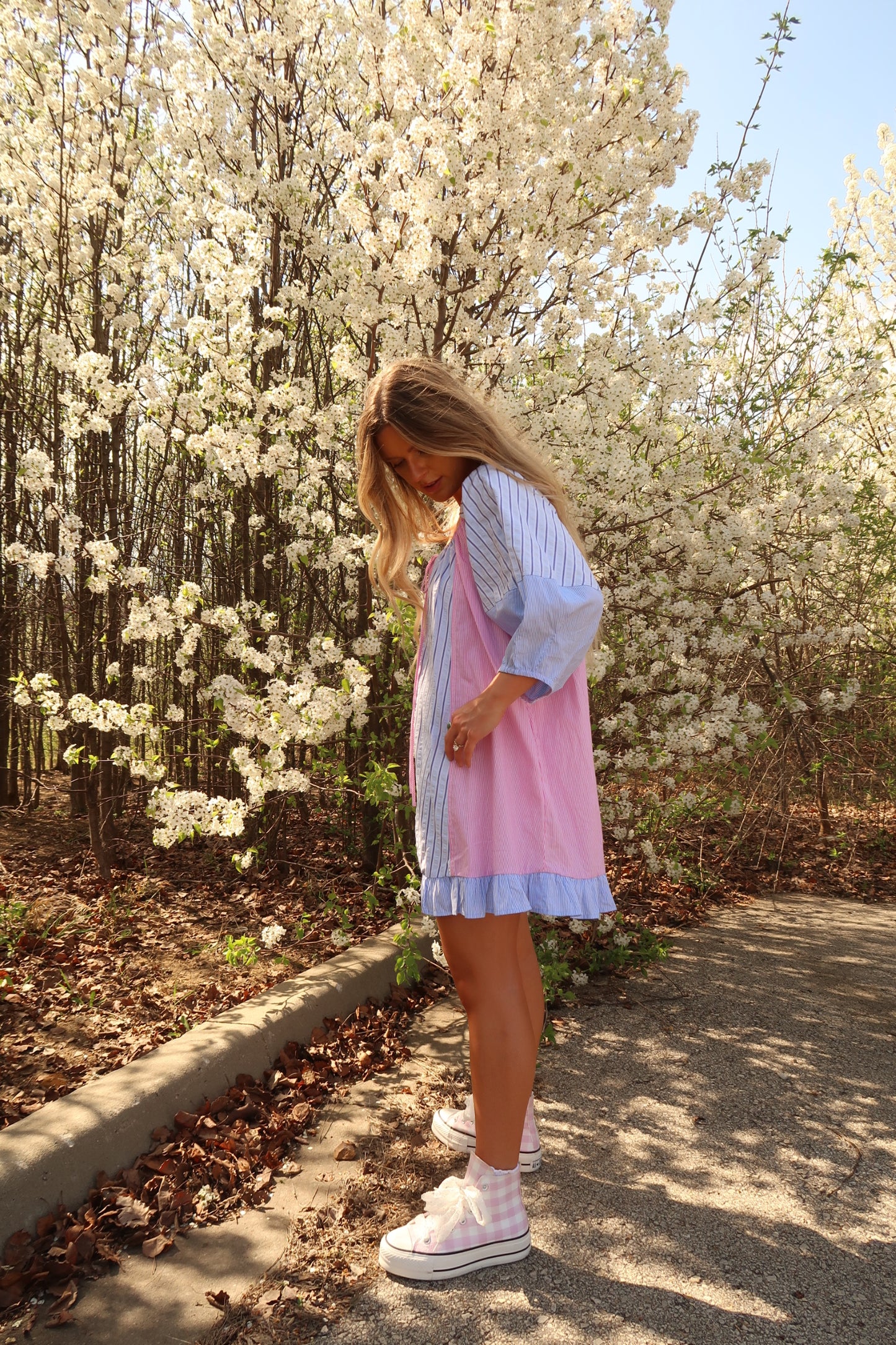 Hydrangea Seersucker Babydoll Dress