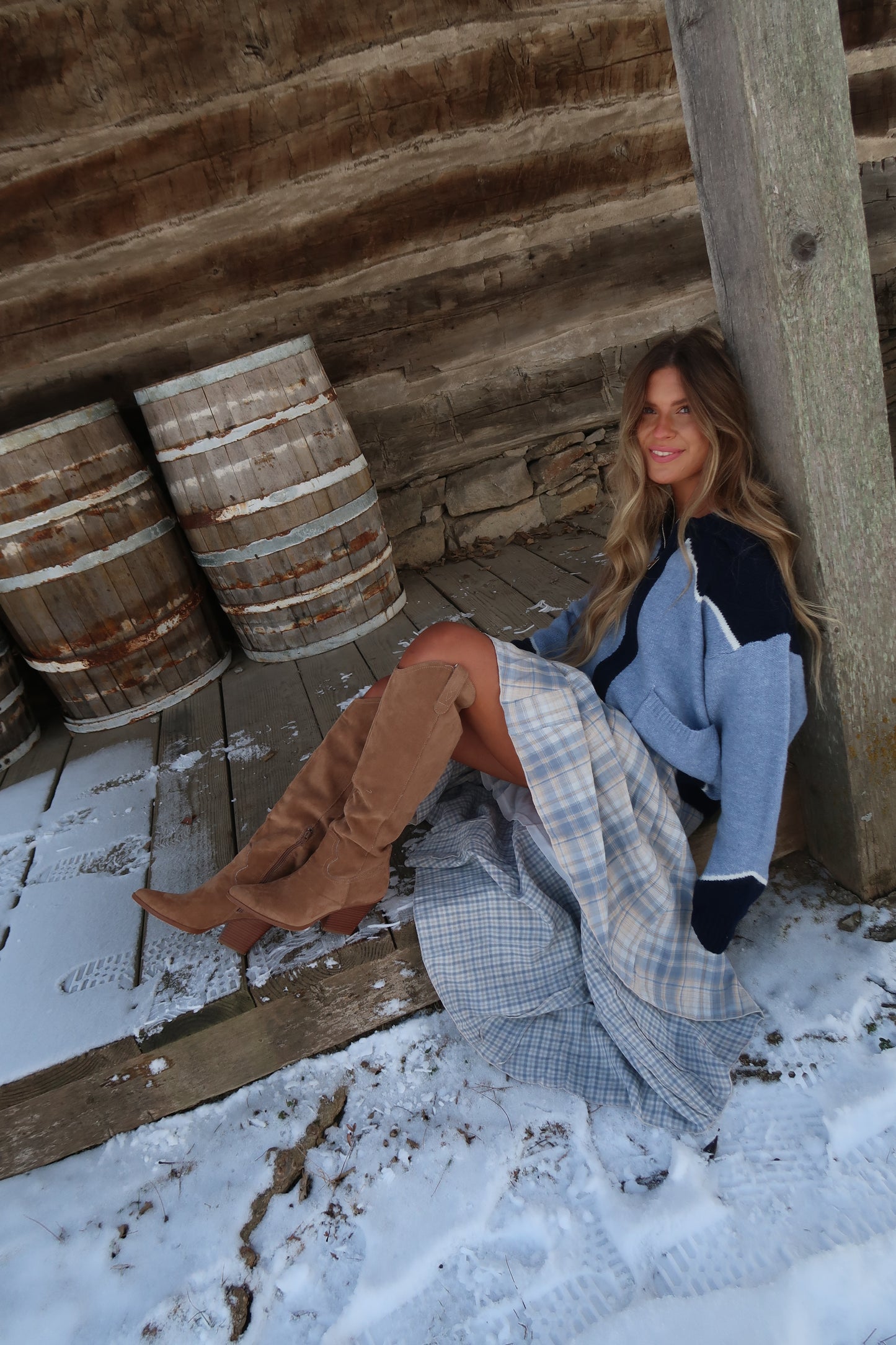 Mist Plaid Maxi Skirt