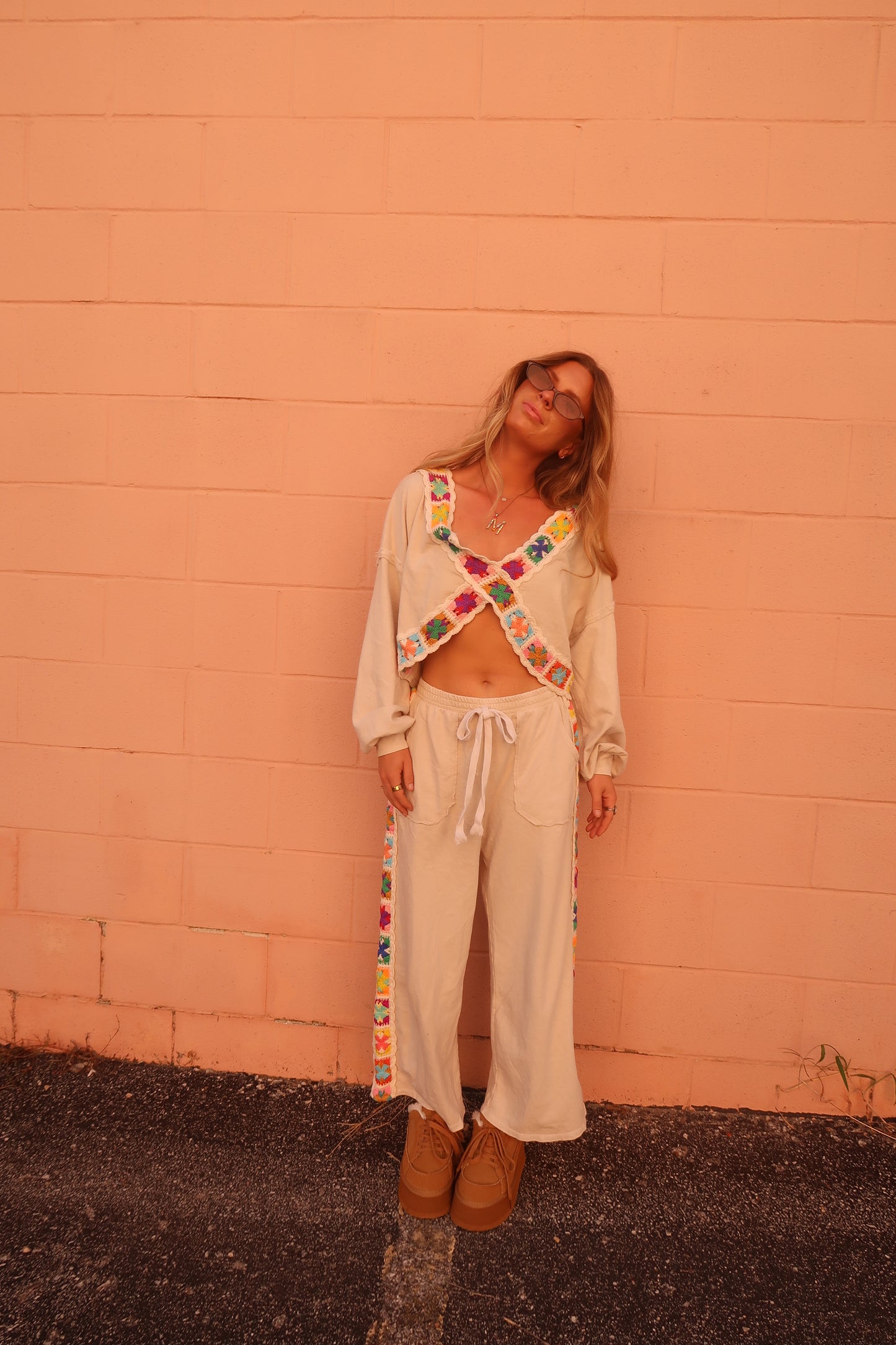 Happy Stitch Wide Leg Pants