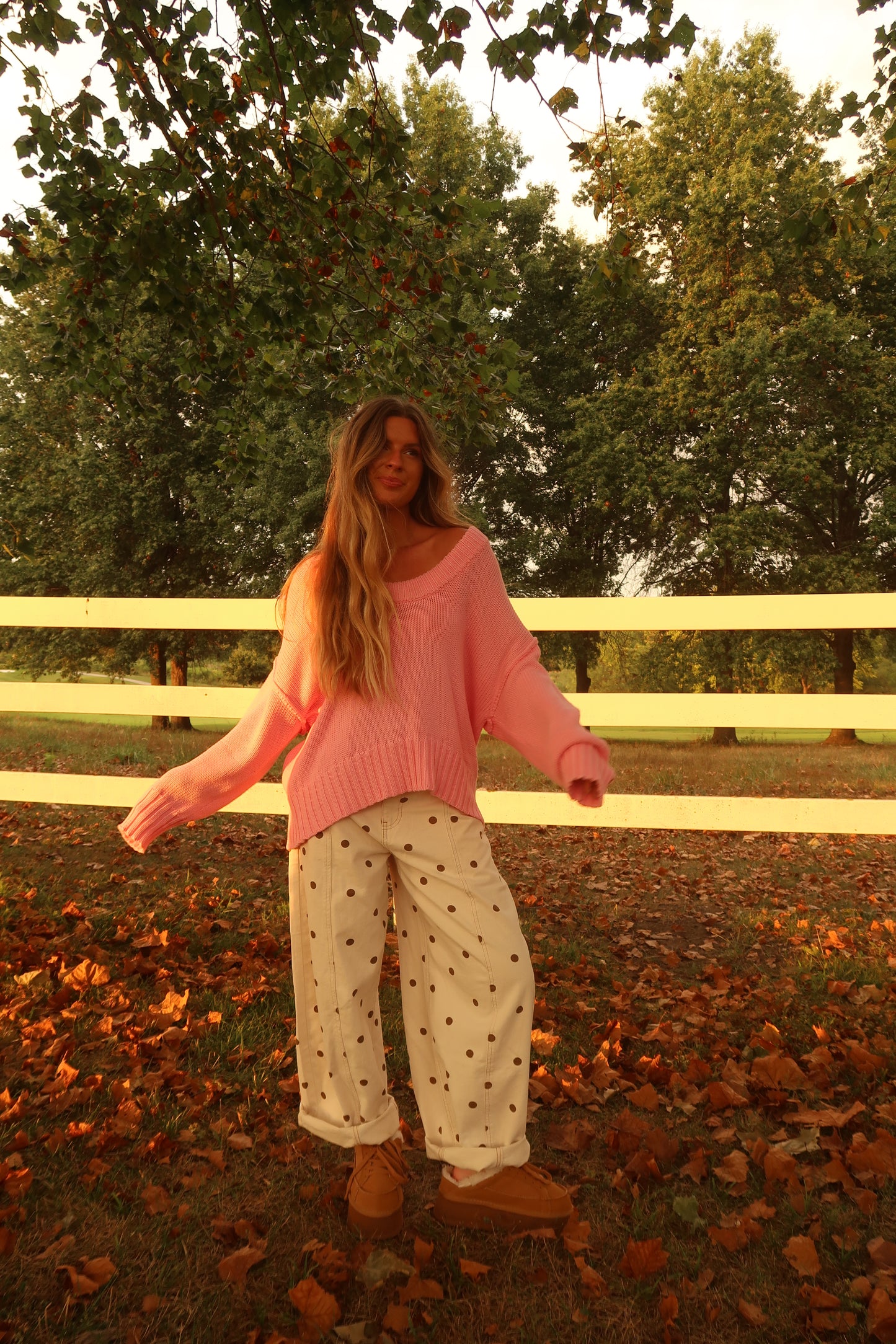 Latte Dot Barrel Jeans