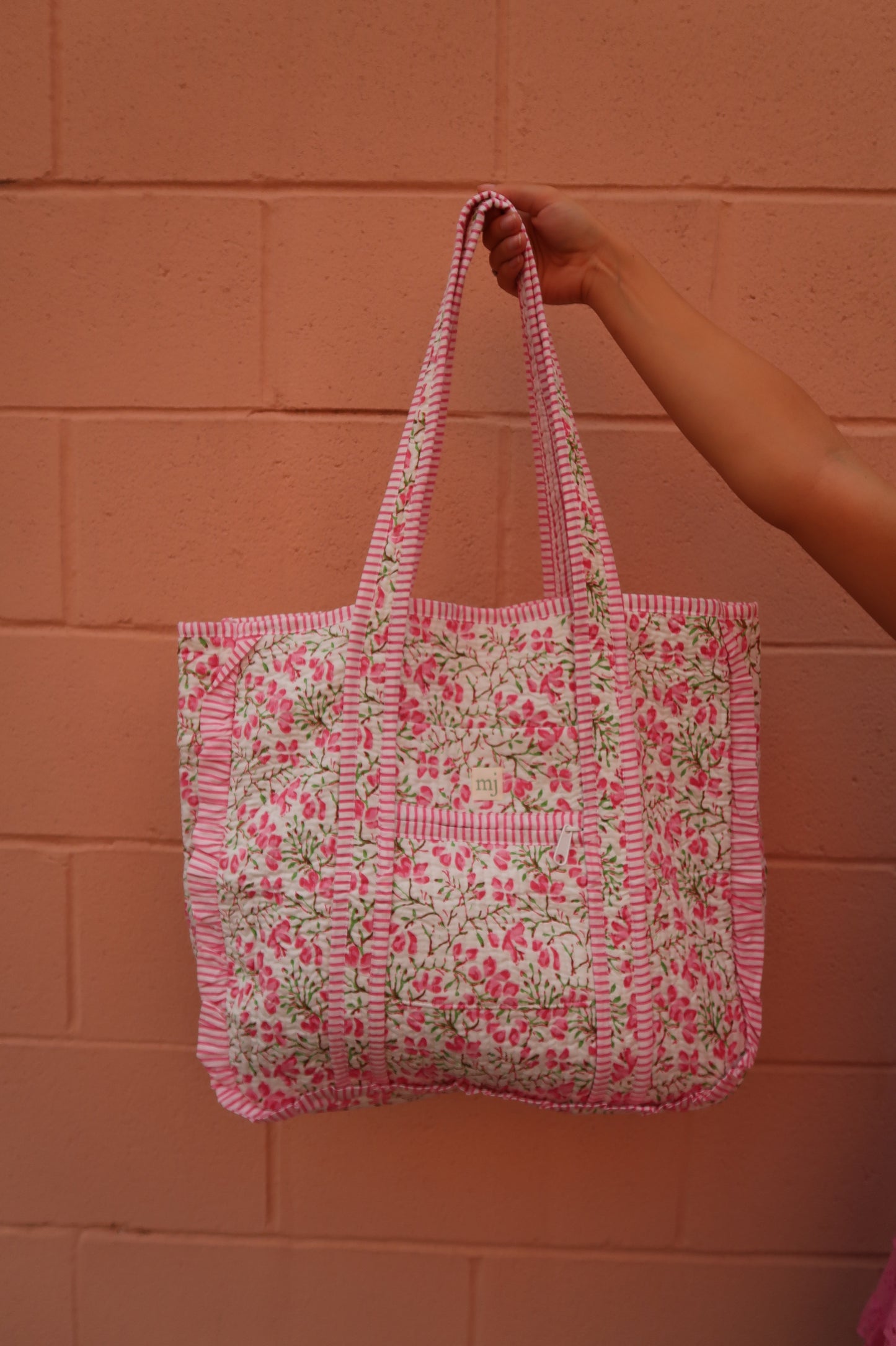 Belle Ruffle Quilted Tote Bag