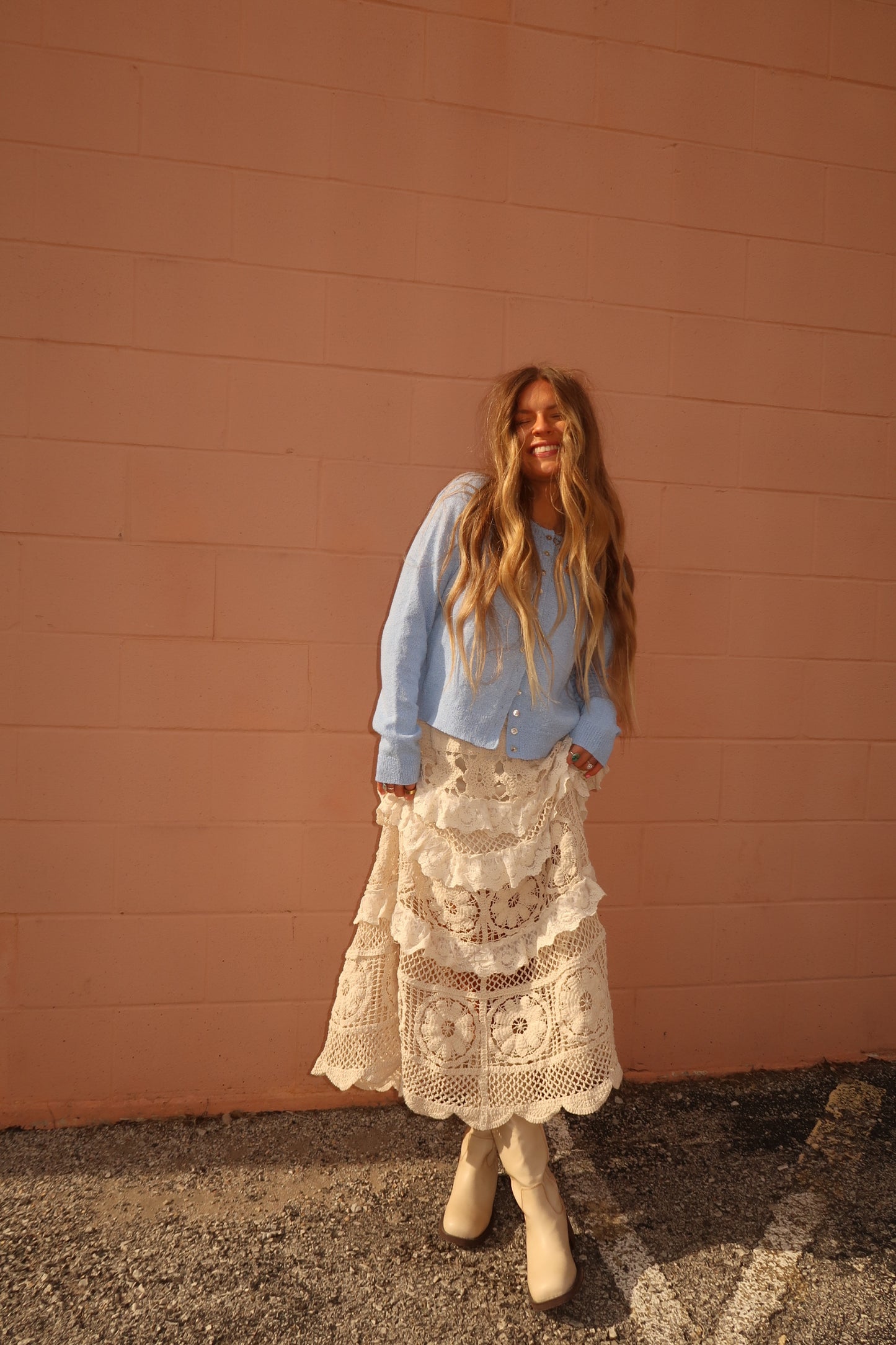 sky button front cardigan