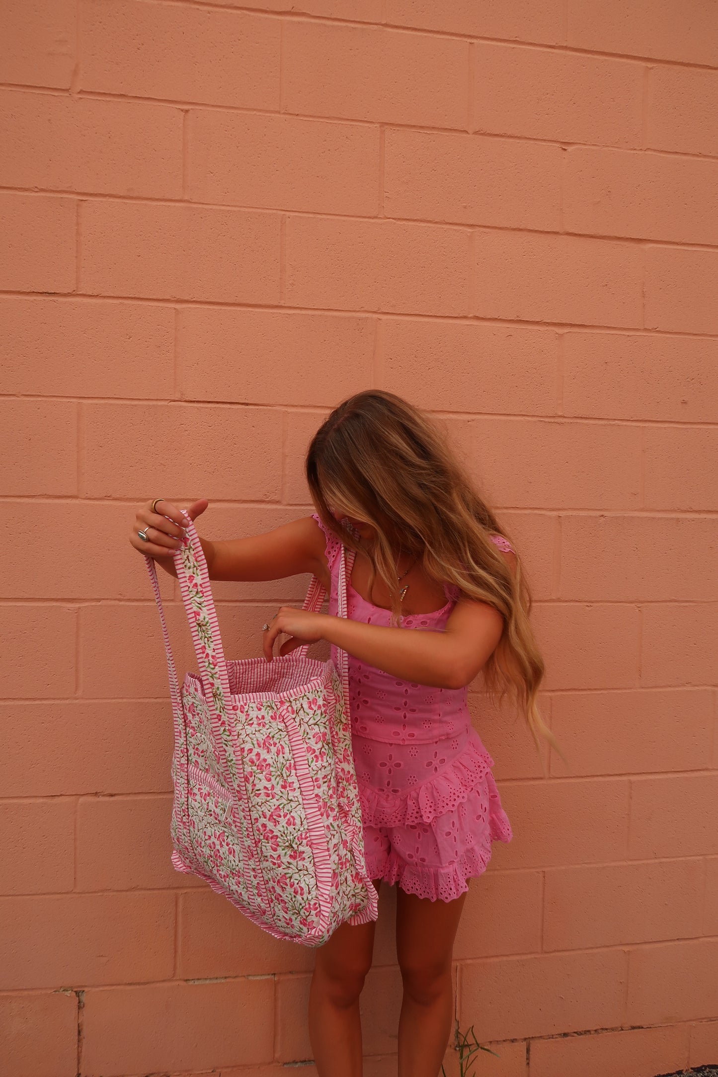 Belle Ruffle Quilted Tote Bag