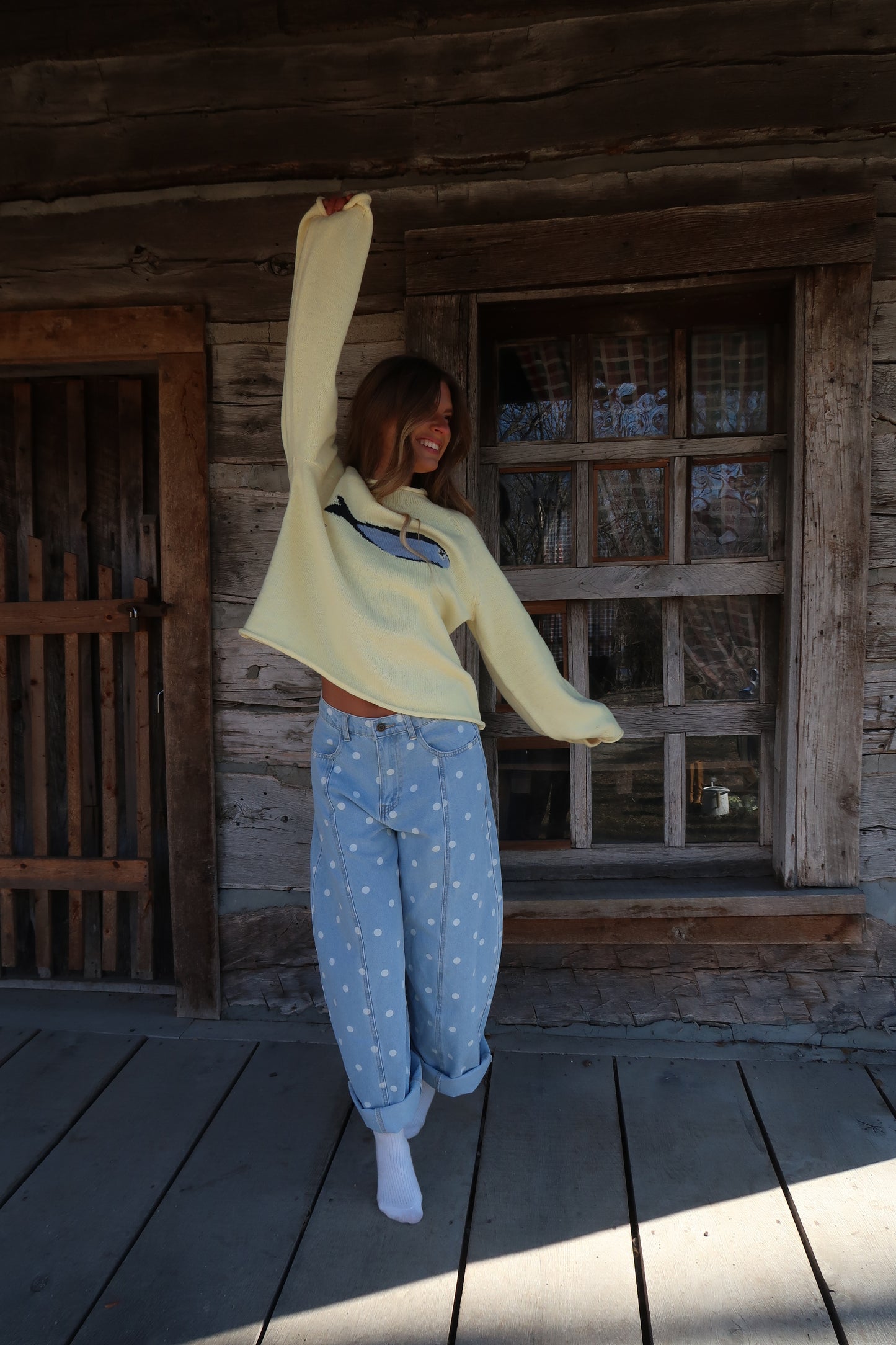 Denim Dot Barrel Jeans