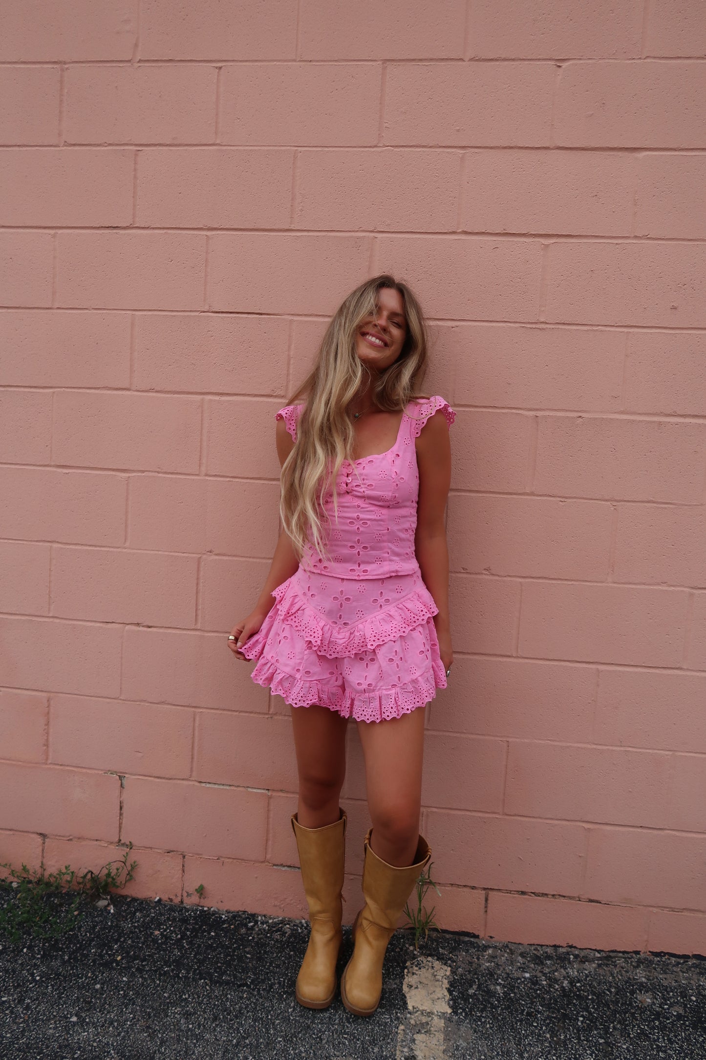 Barbie Eyelet Ruffle Top